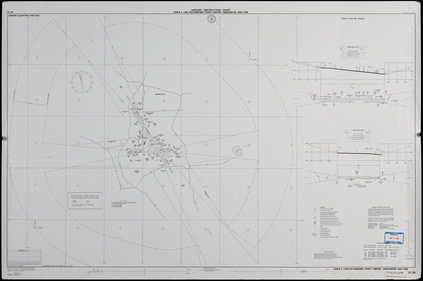 Airport obstruction chart OC 20, Edwin A. Link Field-Broome County Airport, Binghamton, New York, Boston Public Library - undated