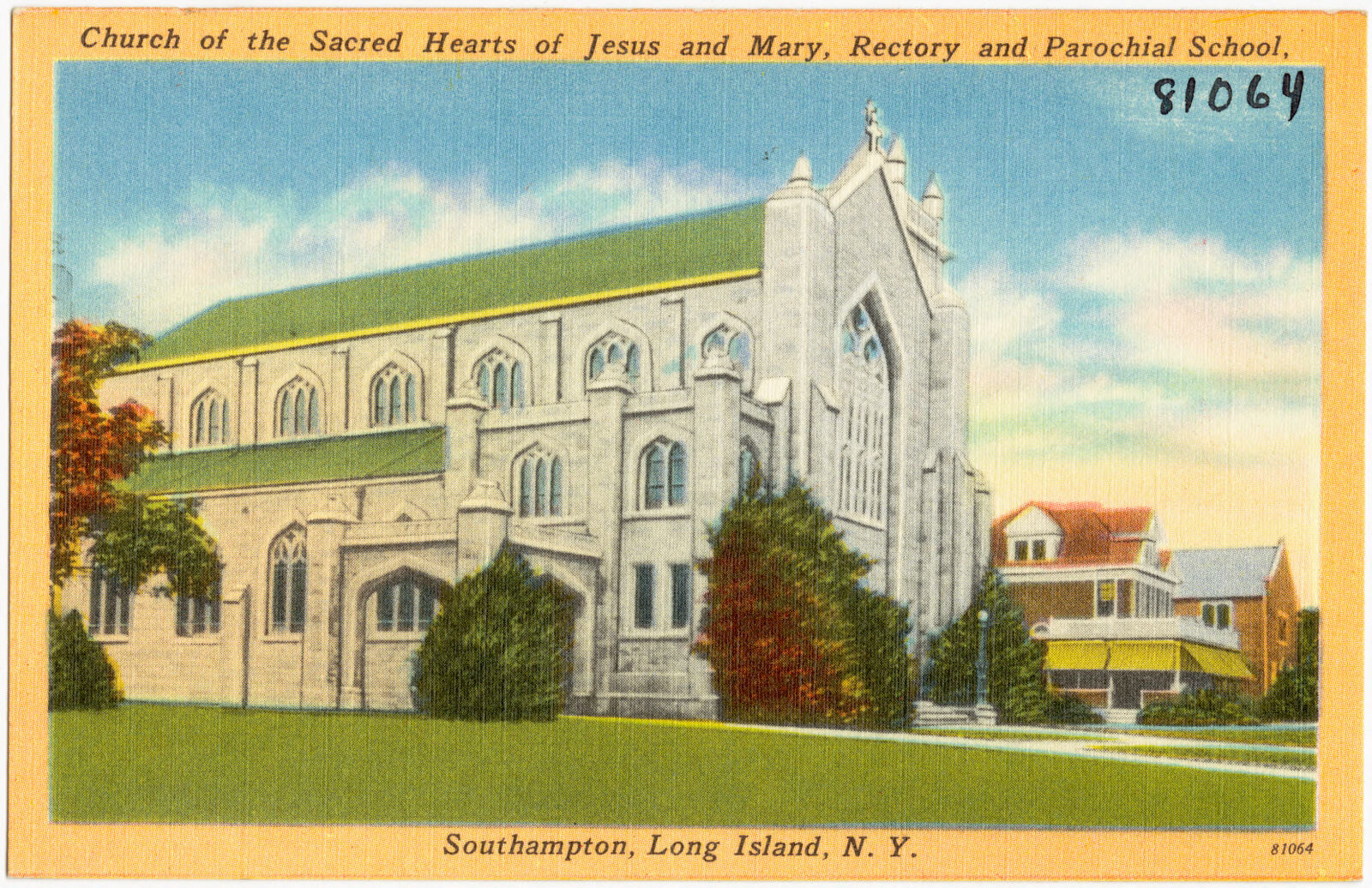Church of the Sacred Hearts of Jesus and Mary, rectory and parochial school, Southampton, Long Island, N. Y., Boston Public Library - undated