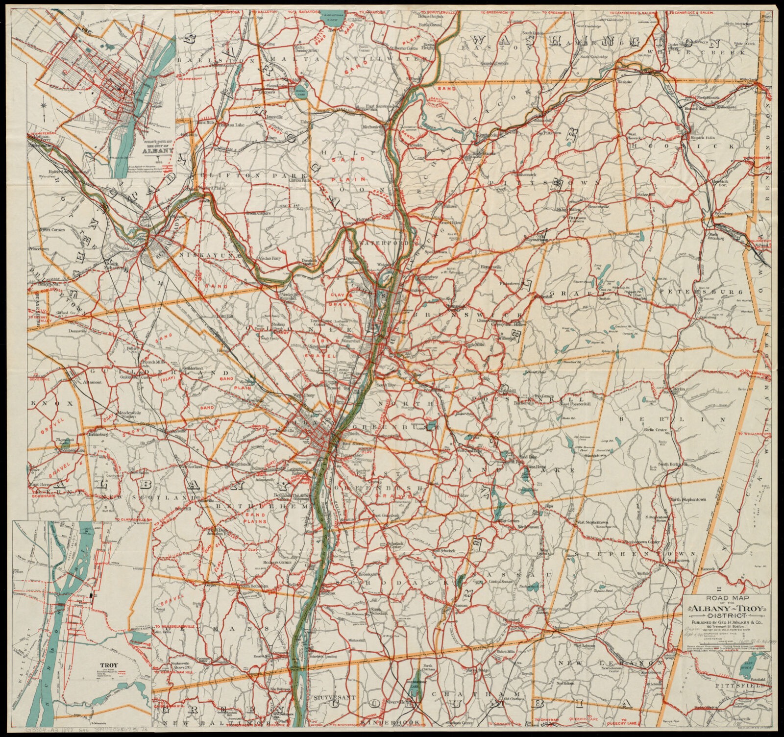 Road map of the Albany-Troy district, Boston Public Library - undated