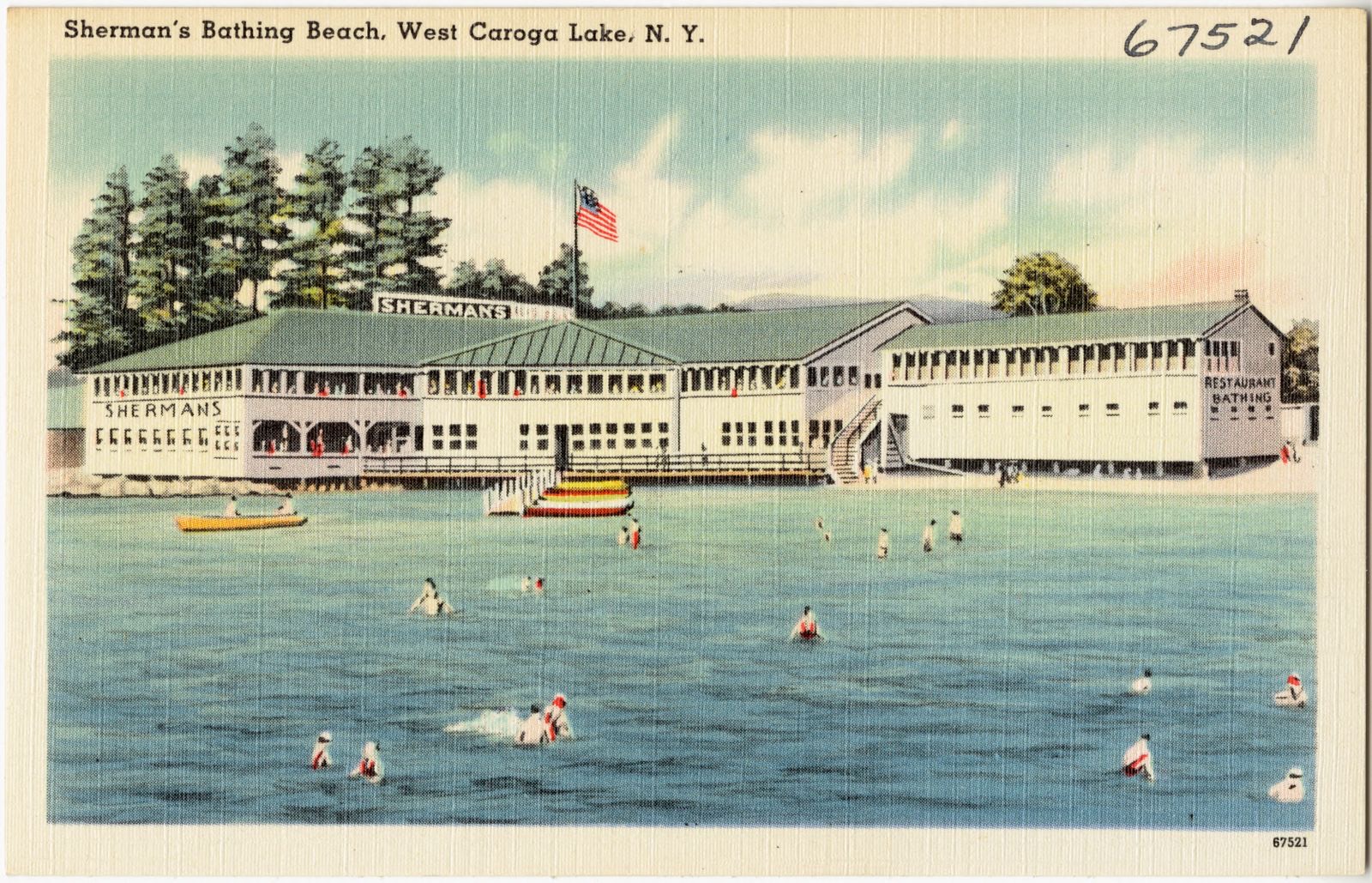 Sherman's Bathing Beach, West Caroga Lake, N. Y., Boston Public Library - undated