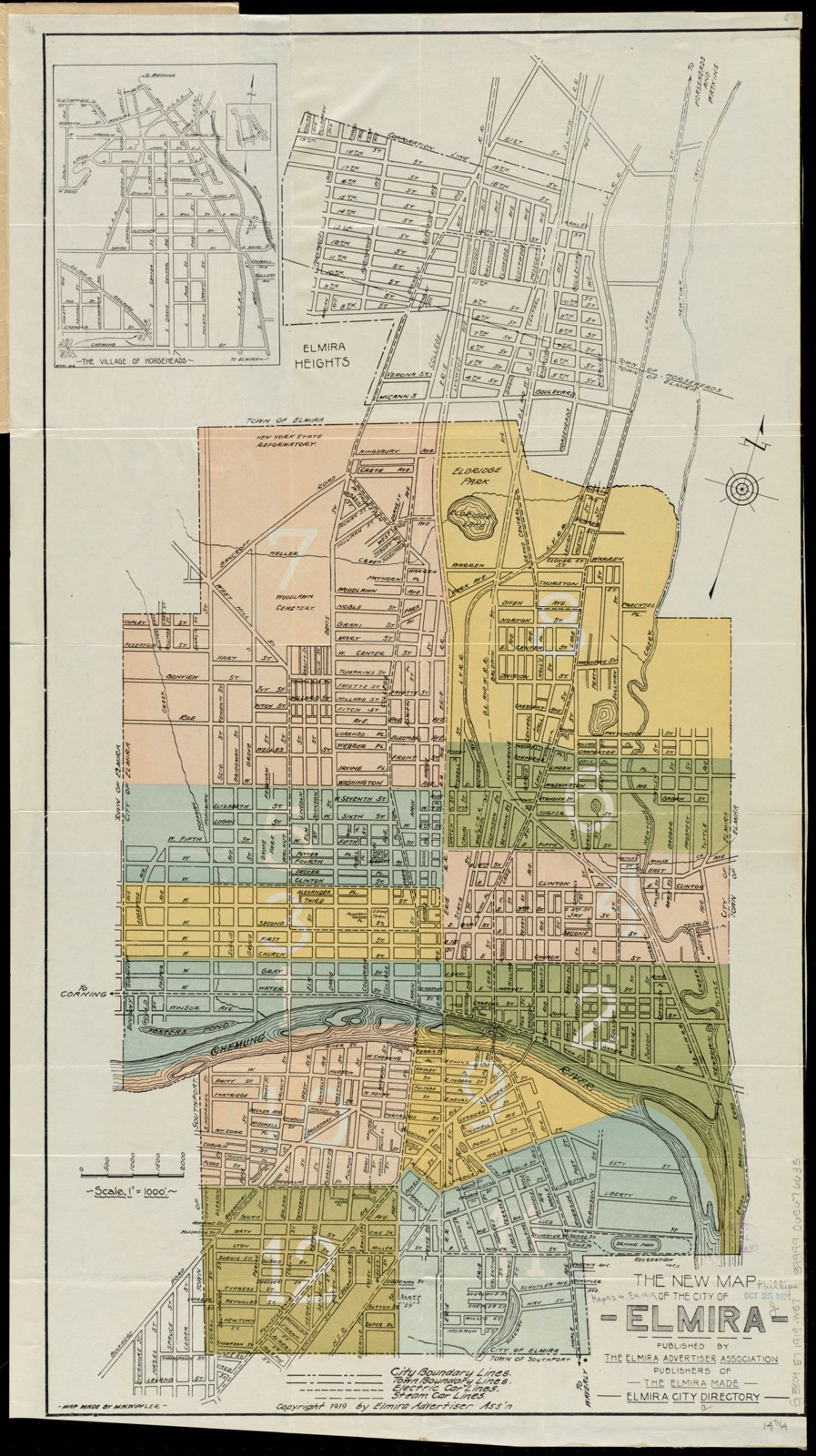 The new map of the City of Elmira, Boston Public Library - undated