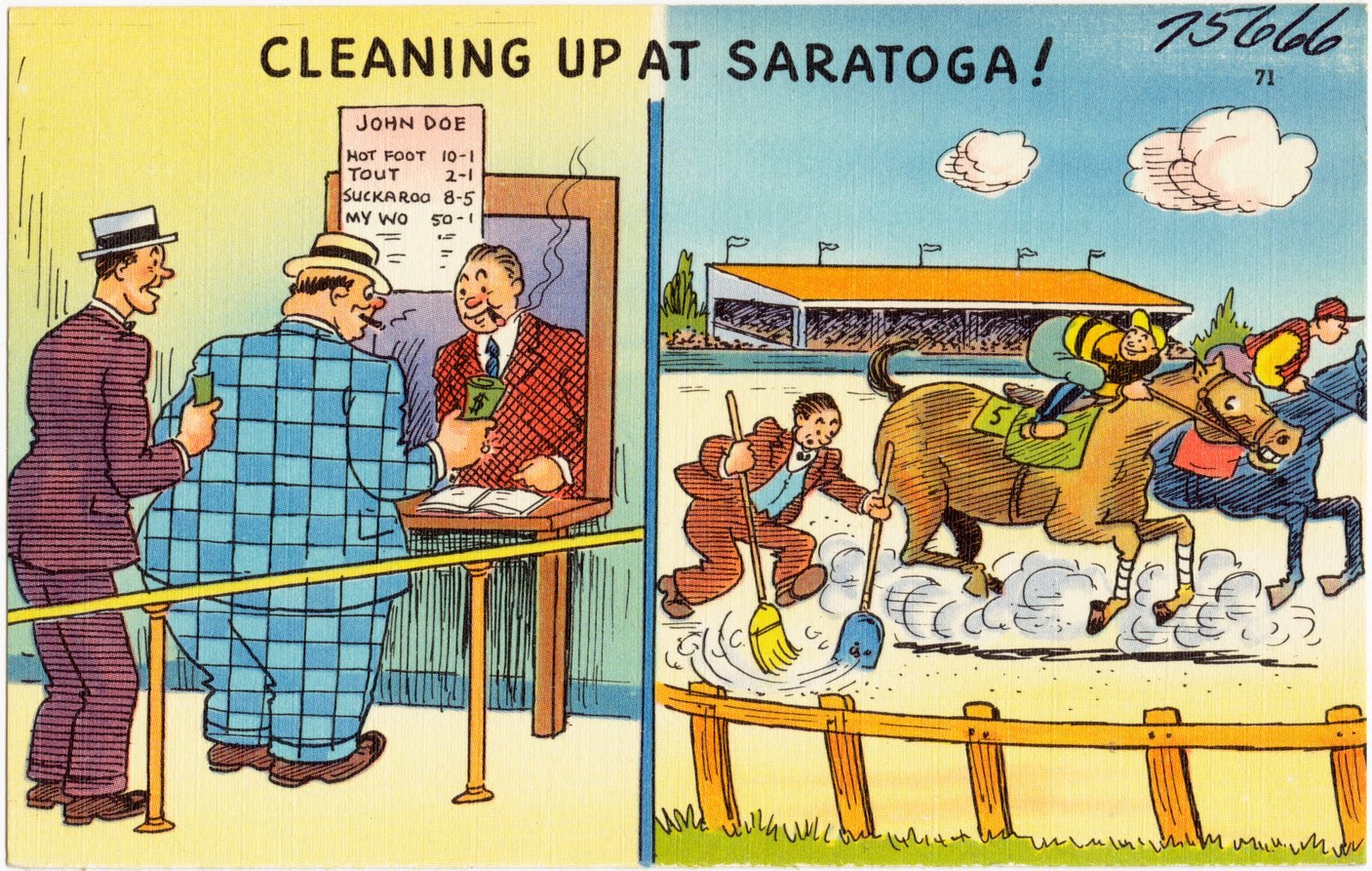 Cleaning up at Saratoga!, Boston Public Library - undated