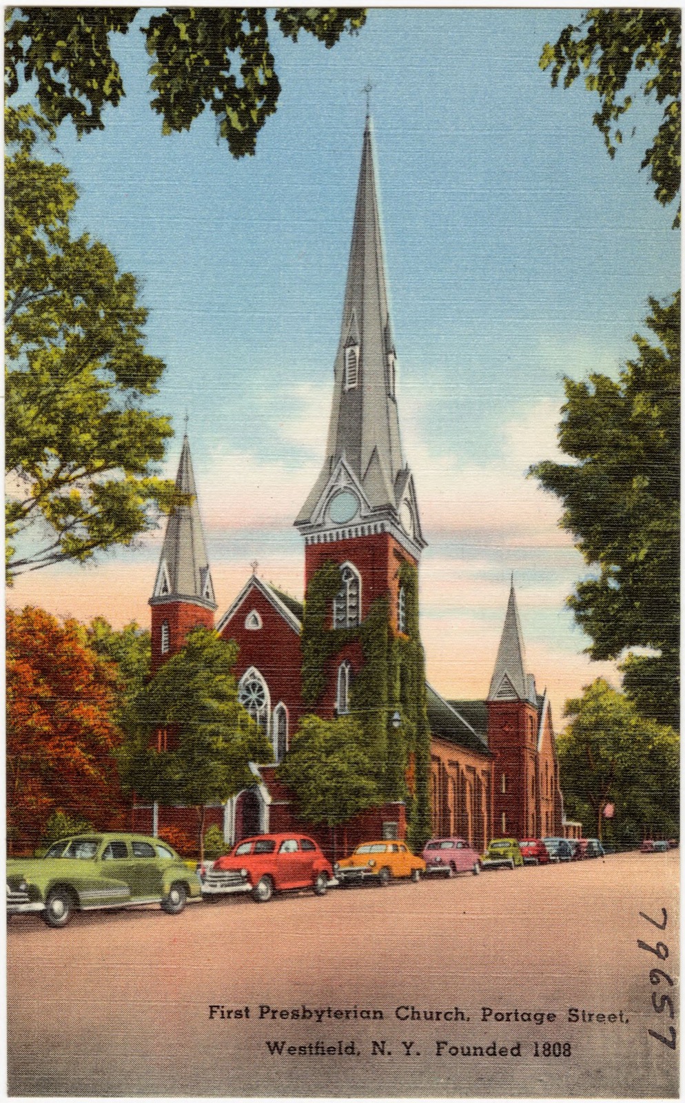 First Presbyterian Church, Portage Street, Westfield, N. Y. Founded 1808, Boston Public Library - undated