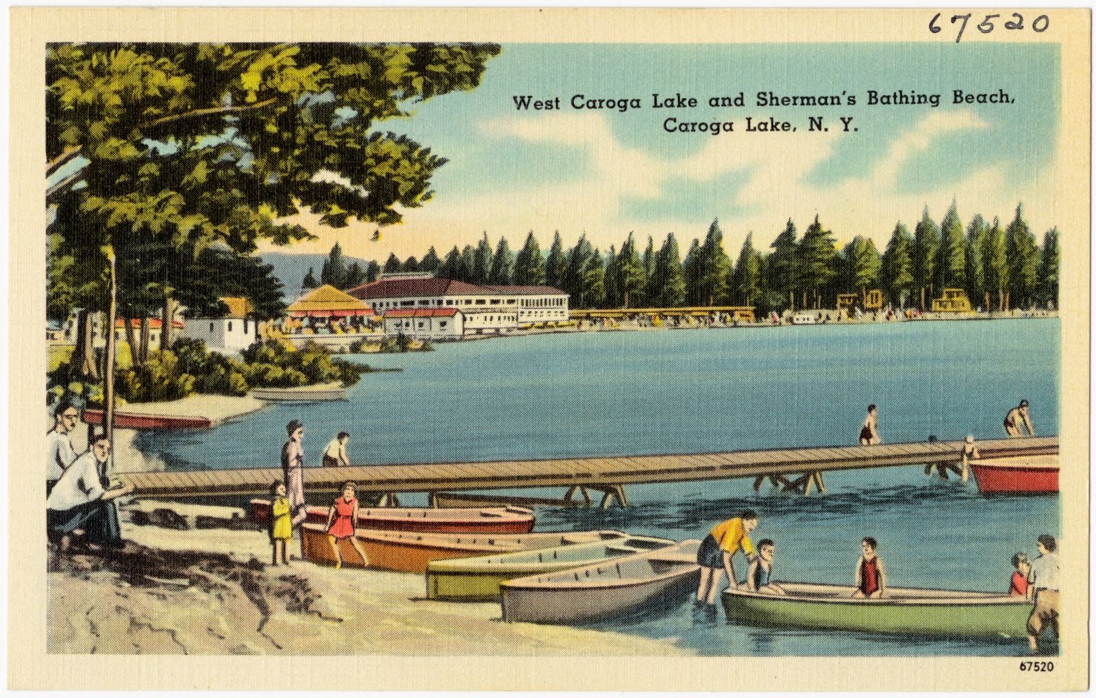 West Caroga Lake and Sherman's Bathing Beach, Caroga Lake, N. Y., Boston Public Library - undated