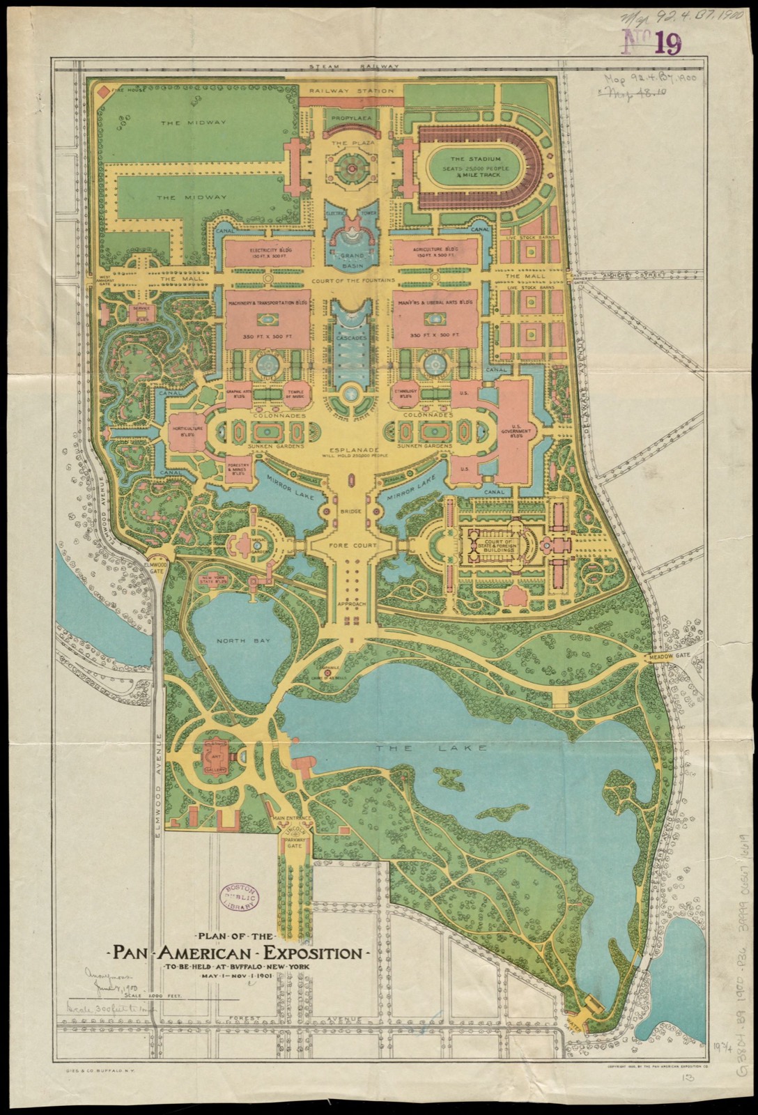 Plan of the Pan-American Exposition to be held at Buffalo, New York, May 1-Nov 1, 1901, Boston Public Library - undated