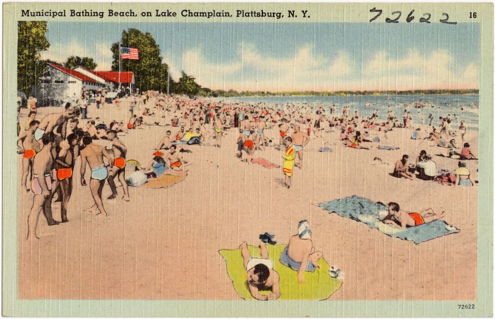 Municipal Bathing Beach, on Lake Champlain, Plattsburg, N. Y., Boston Public Library - undated
