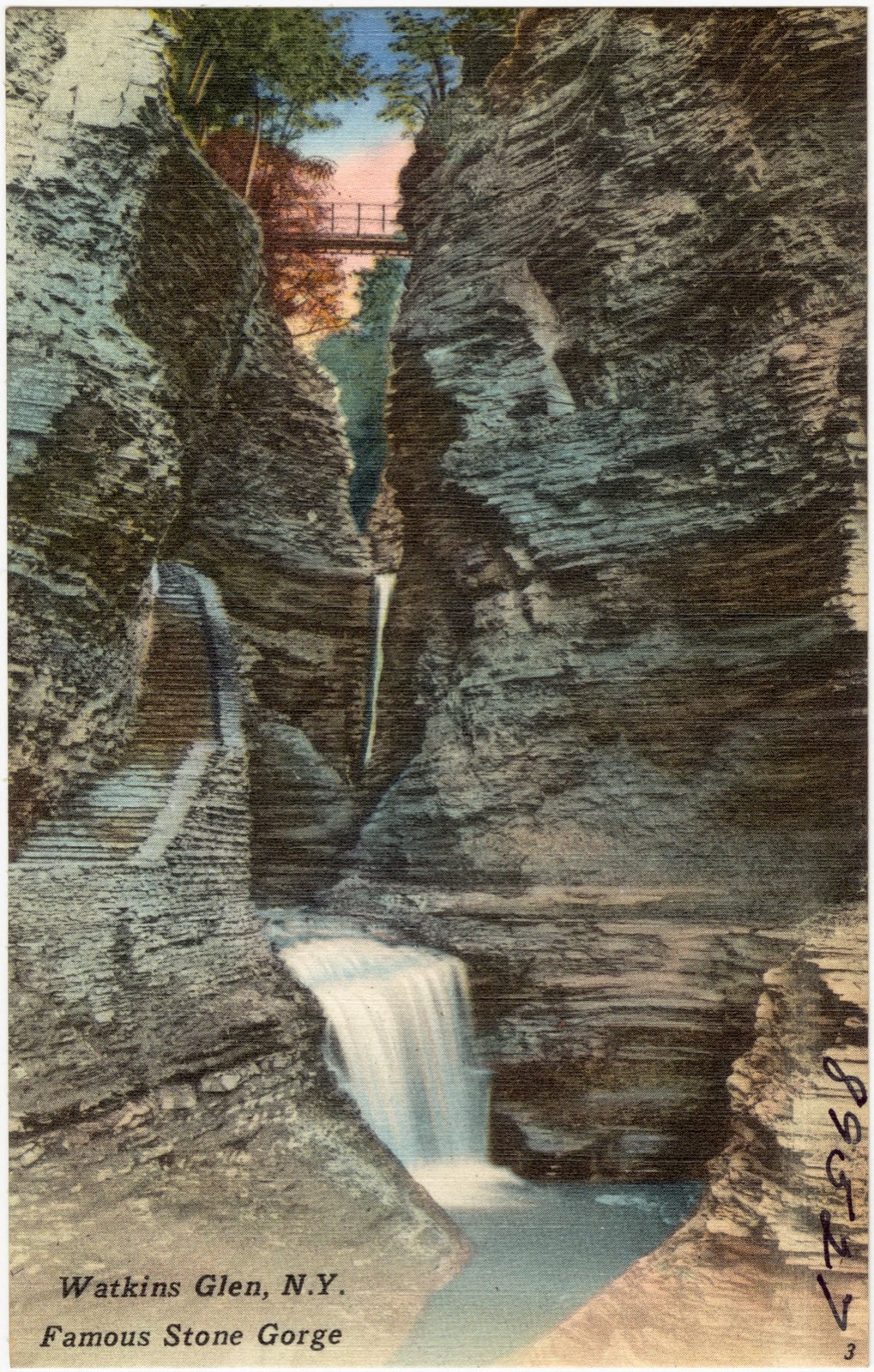 Watkins Glen, N. Y., Famous stone gorge, Boston Public Library - undated