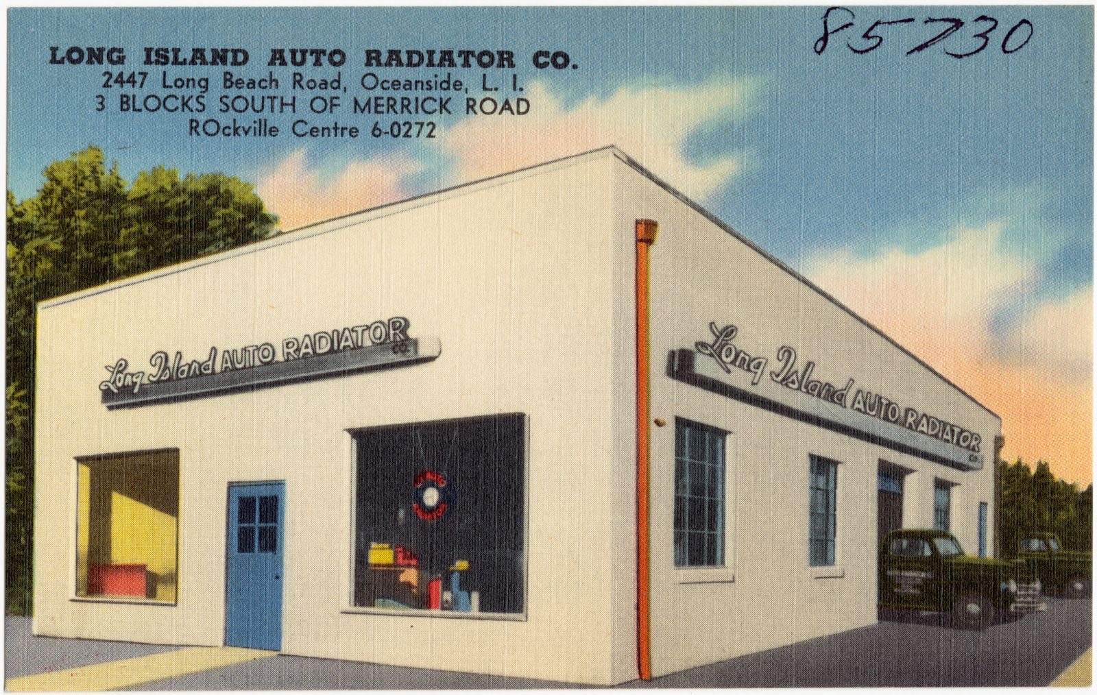 Long Island Auto Radiator Co. 2447 Long Beach Road, Oceanside, L. I. 3 blocks south of Merrick Road, Rockville Centre 6-0272, Boston Public Library - undated