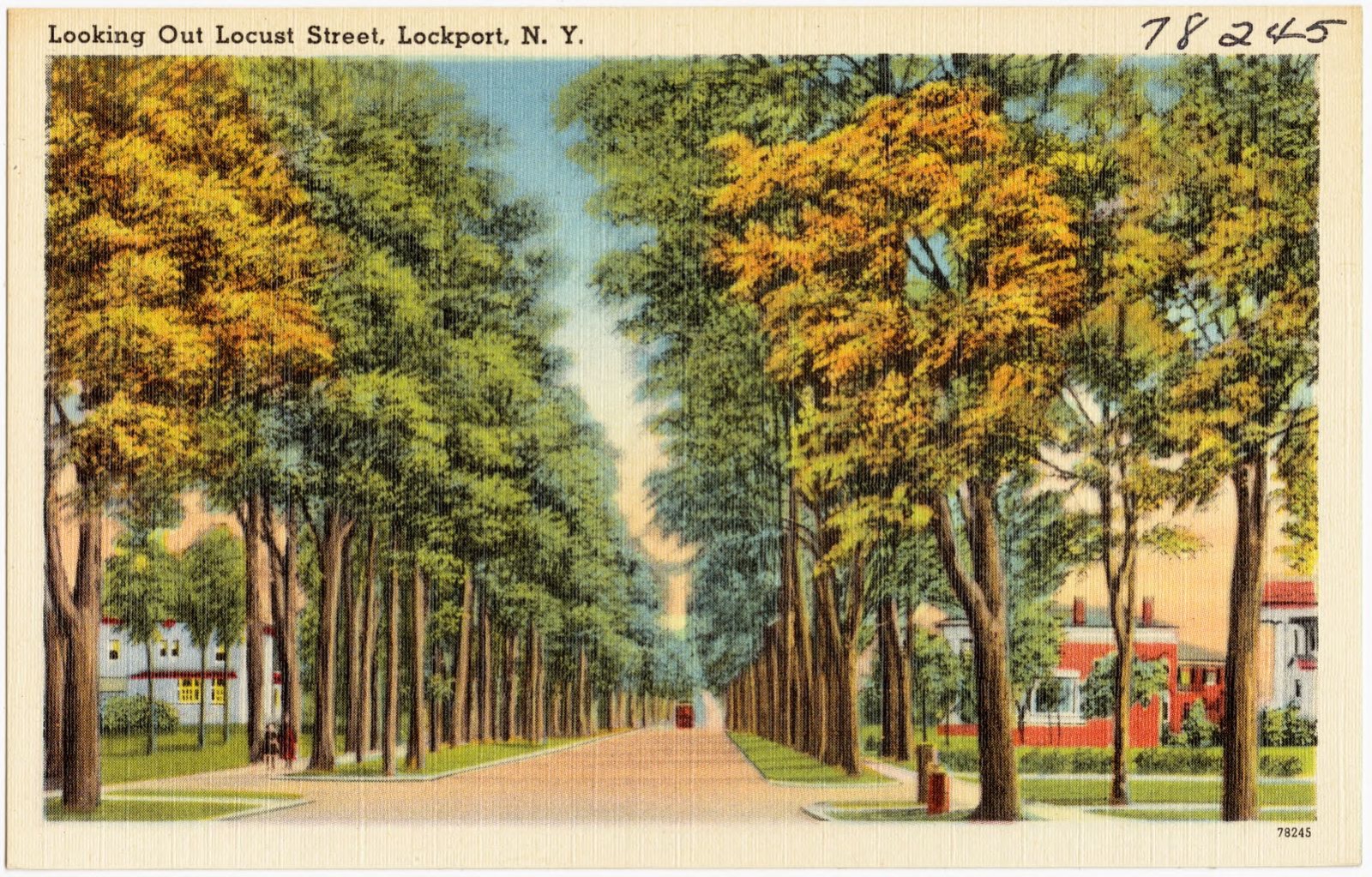 Looking out Locust Street, Lockport, N. Y., Boston Public Library - undated
