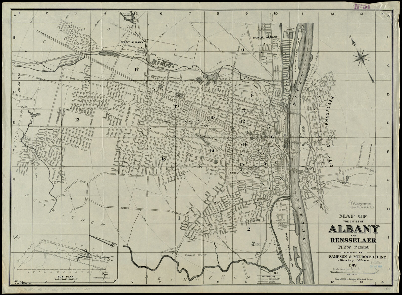 Map of the cities of Albany and Rensselaer, New York, Boston Public Library - undated