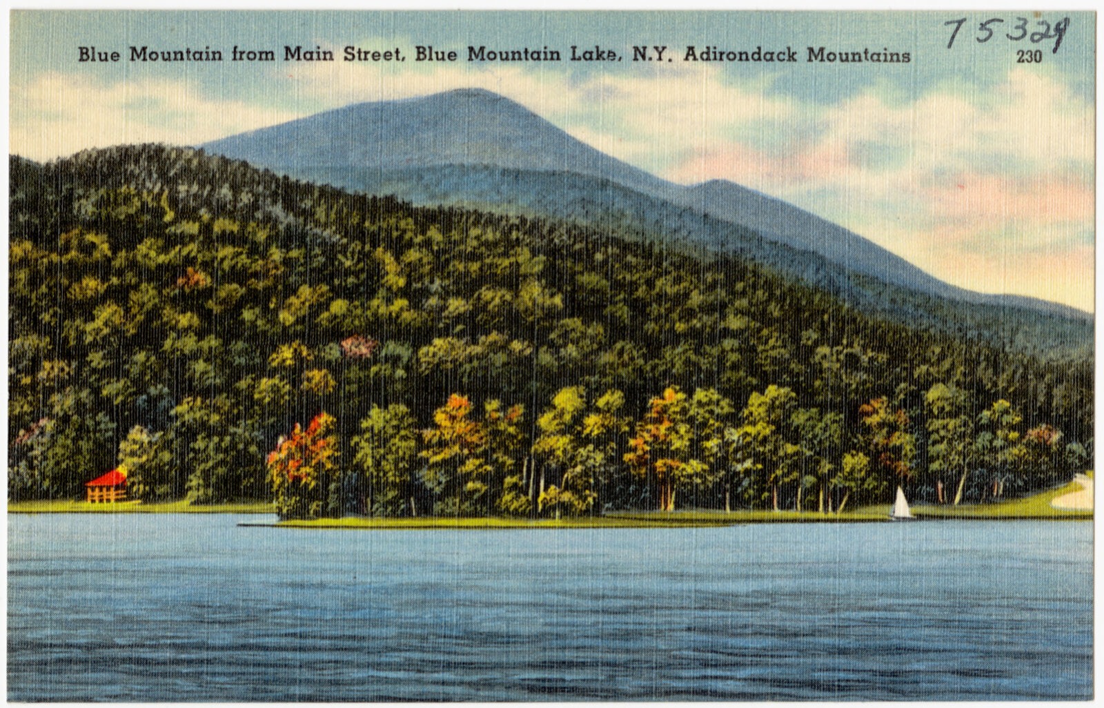 Blue Mountain from Main Street, Blue Mountain Lake, N. Y. Adirondack Mountains, Boston Public Library - undated