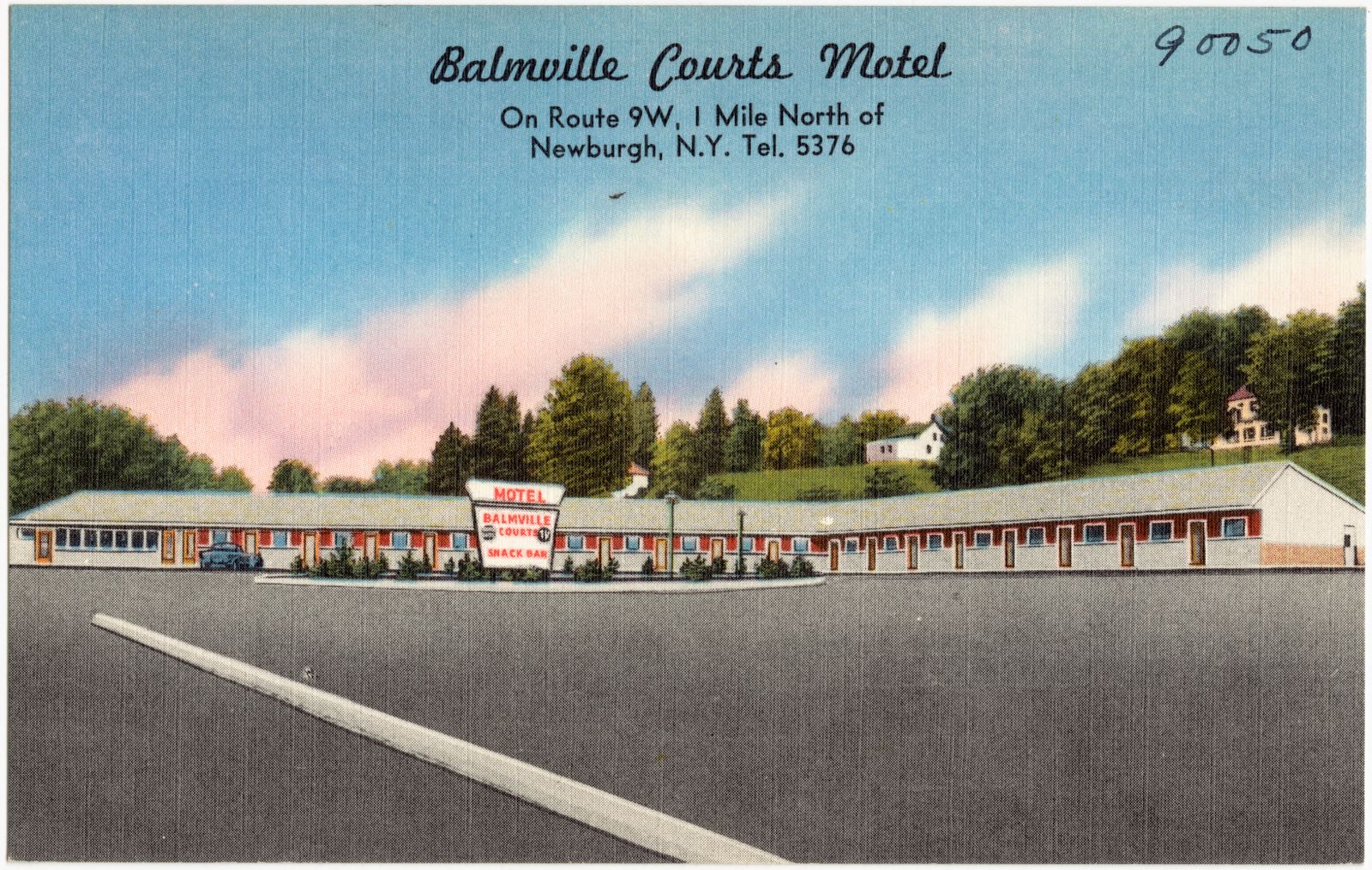 Balmville Courts Motel, on Route 9W, 1 Mile North of Newburgh, N.Y., Tel. 5376, Boston Public Library - undated