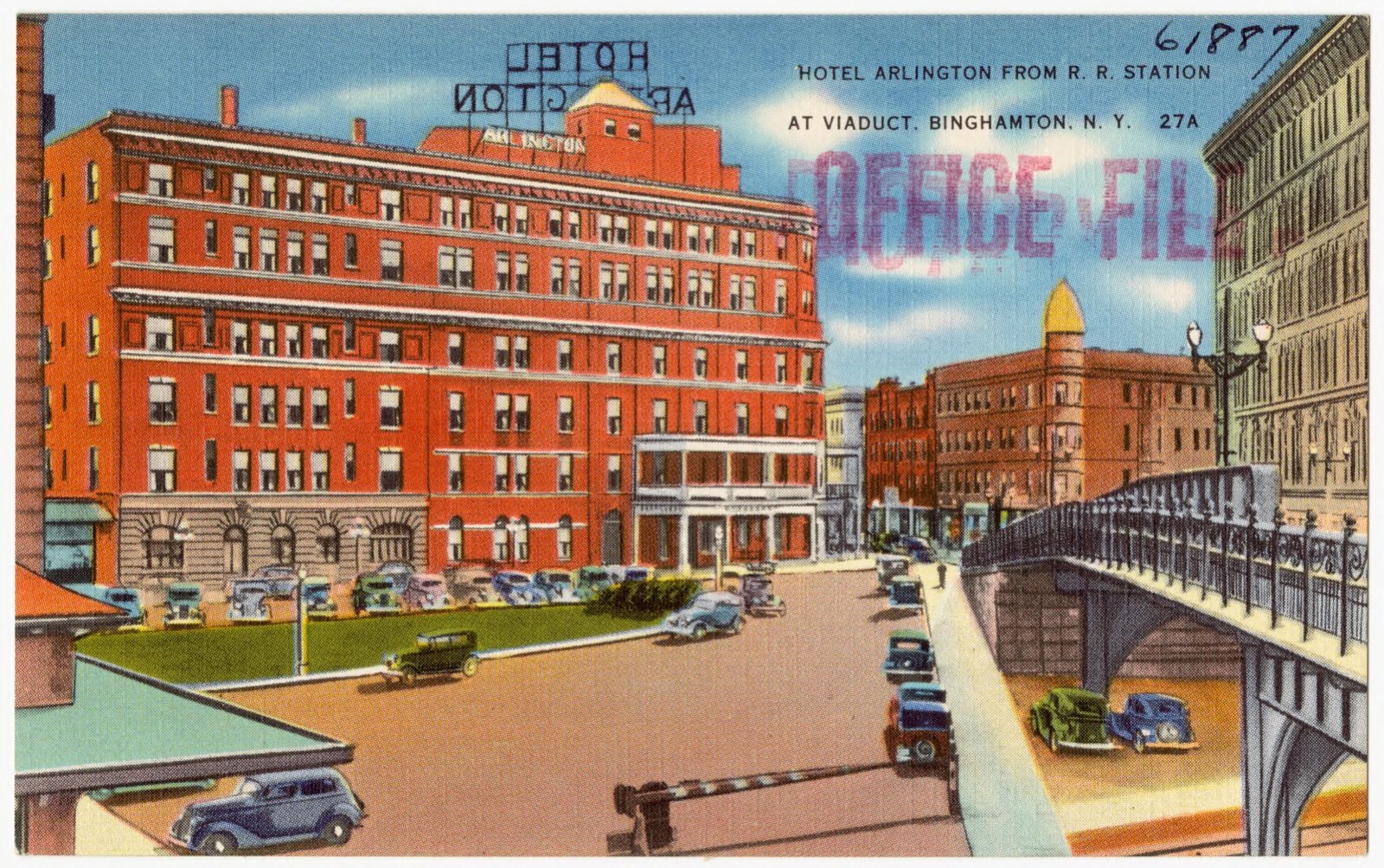 Hotel Arlington from R. R. station, at viaduct, Binghamton, N. Y., Boston Public Library - undated