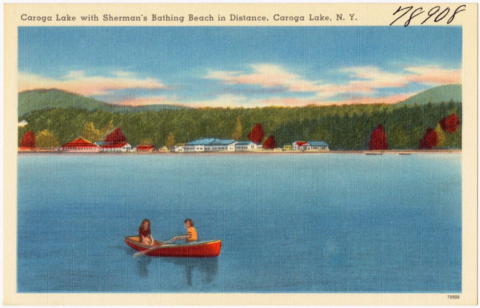 Caroga Lake with Sherman's Bathing Beach in distance, Caroga Lake, N. Y., Boston Public Library - undated