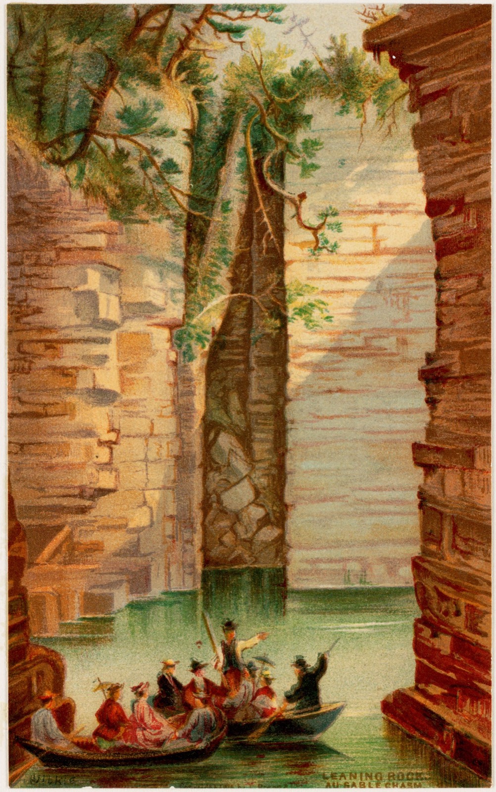 Leaning rock, Au-sable Chasm, Boston Public Library - undated