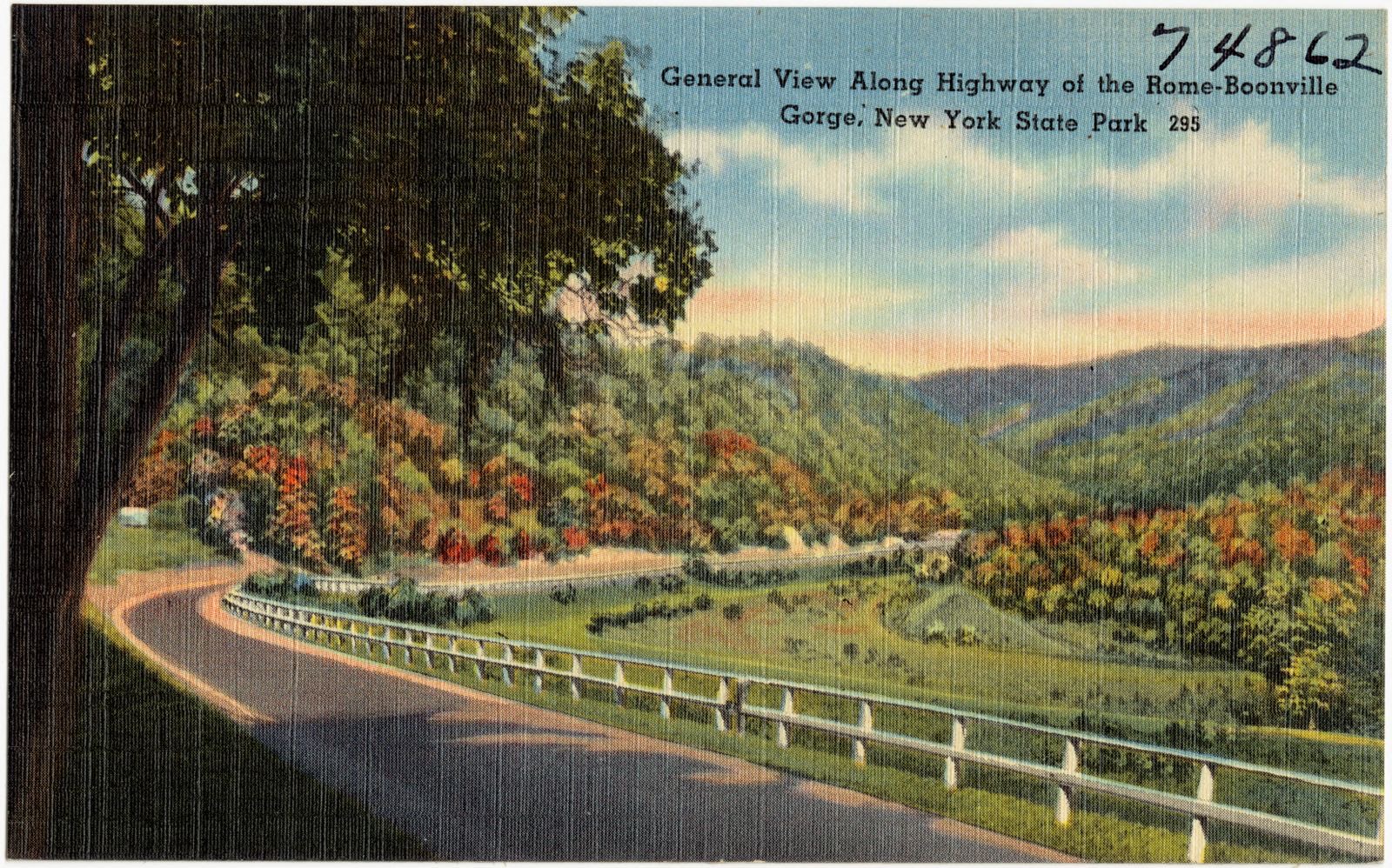General view along highway of the Rome-Boonville Gorge, New York State Park, Boston Public Library - undated