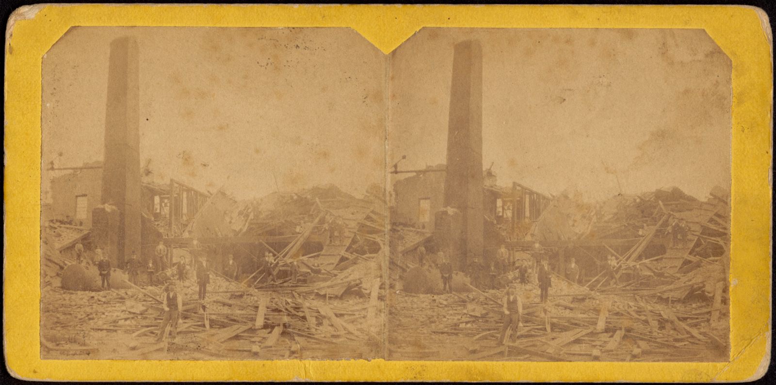 View of north end of the ruins of Wallkill Paper Mill exploded May 2 1874, Boston Public Library - undated
