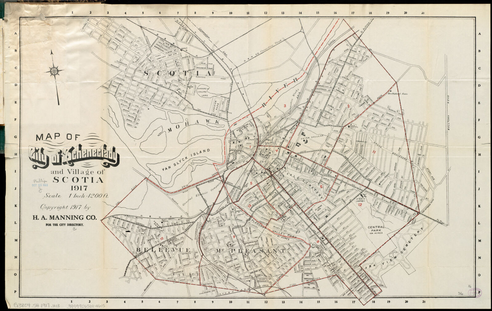 Map of city of Schenectady and village of Scotia, 1917, Boston Public Library - undated
