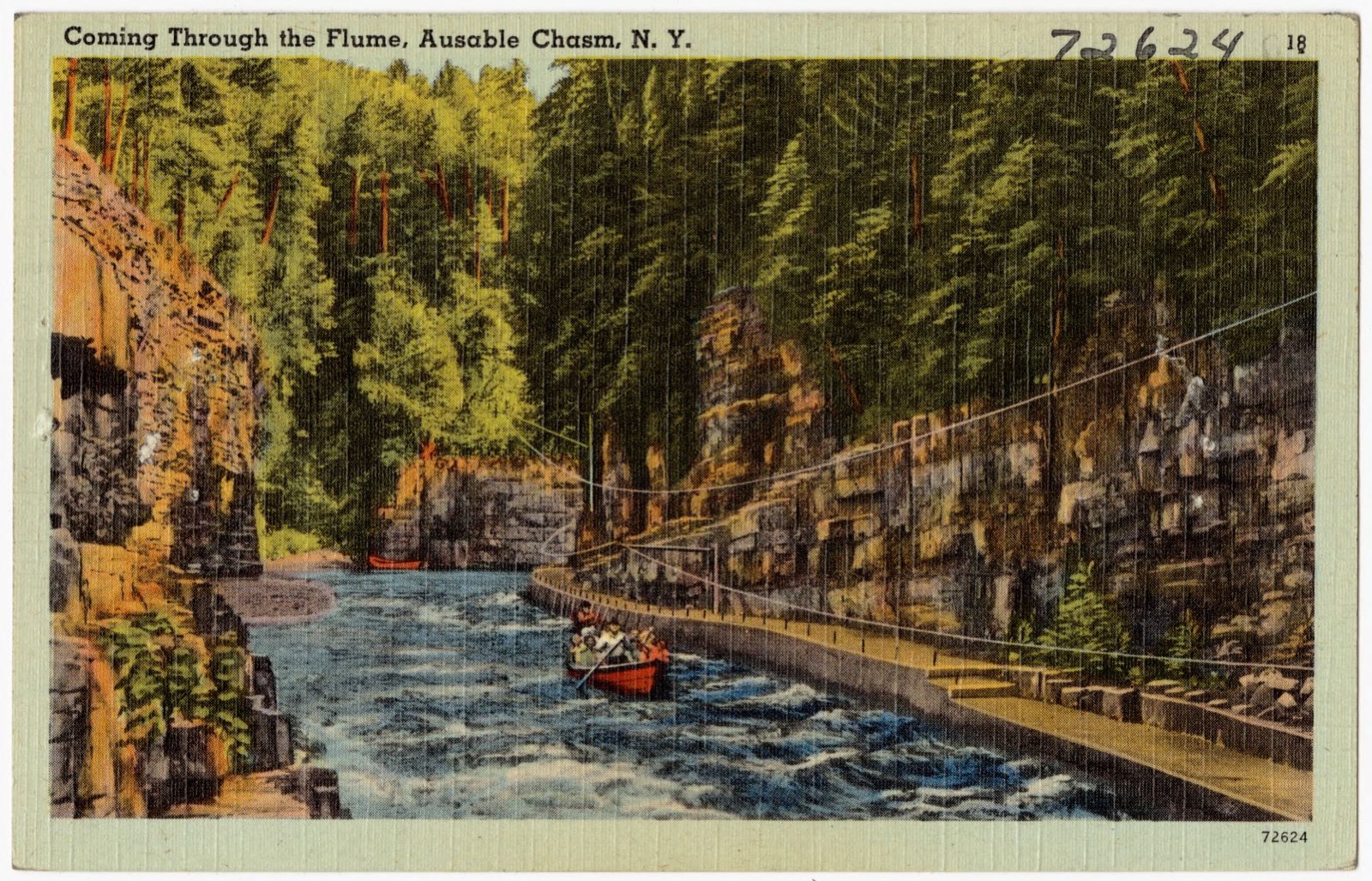 Coming through the flume, Ausable Chasm, N. Y., Boston Public Library - undated