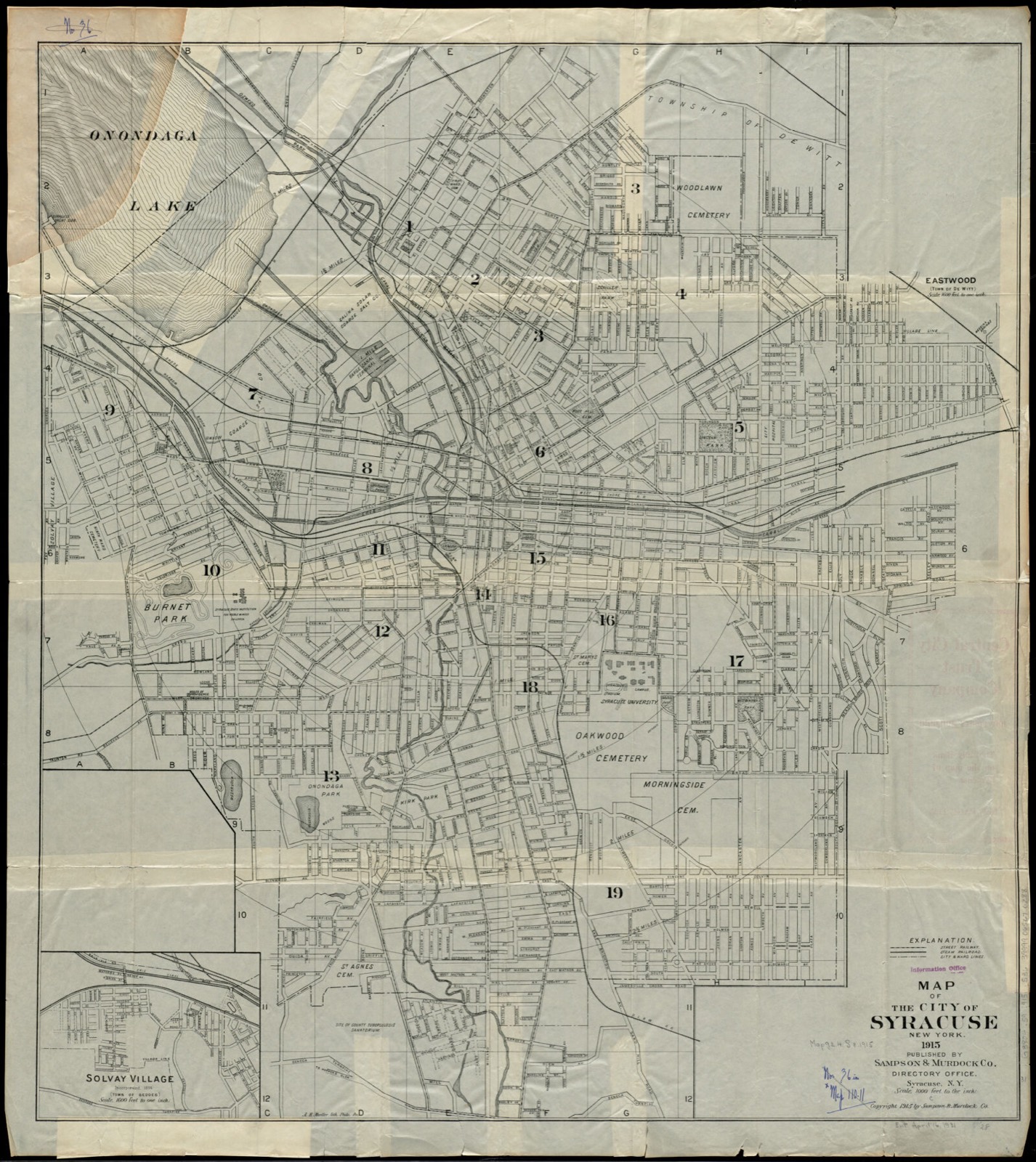 Map of the City of Syracuse, New York, Boston Public Library - undated