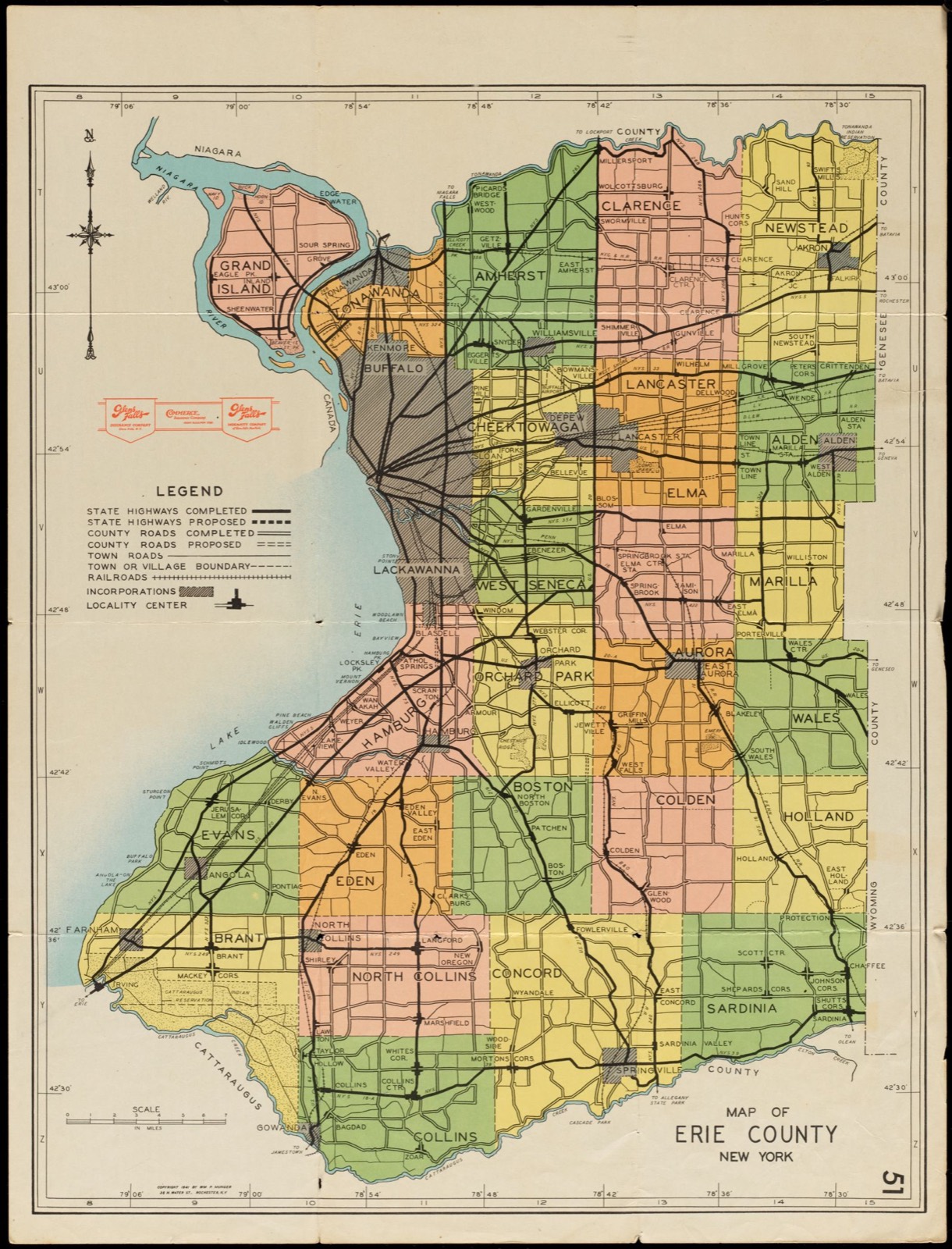 Map of Erie County, New York, Phillips Academy - undated