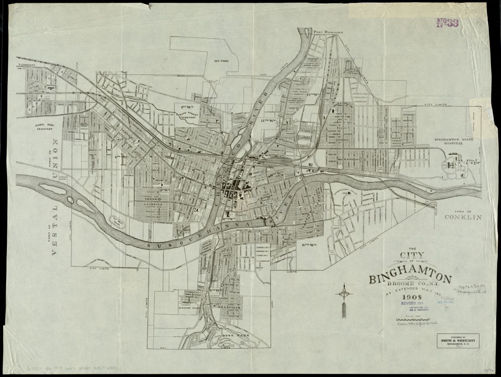 The city of Binghamton, Broome Co., N.Y as extended May 19th, 1908, Boston Public Library - undated