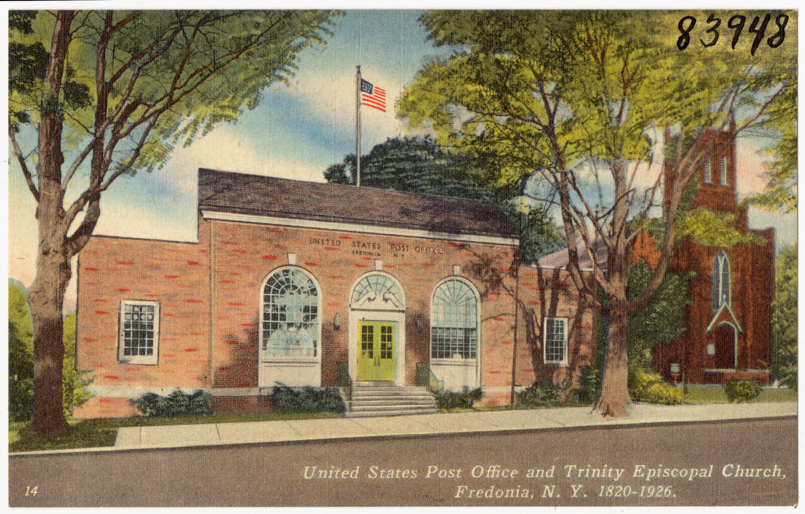 United States Post Office and Trinity Episcopal Church, Fredonia, N. Y. 1820-1926., Boston Public Library - undated