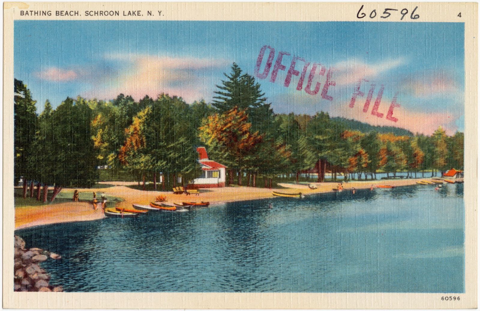 Bathing beach, Schroon Lake, N. Y., Boston Public Library - undated