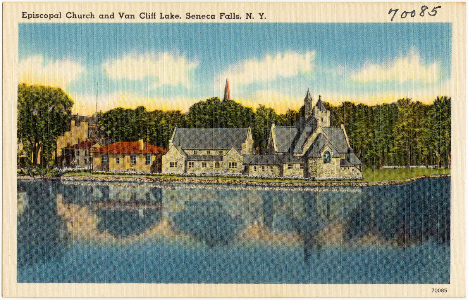 Episcopal church and Van Cliff Lake, Seneca Falls, N. Y., Boston Public Library - undated