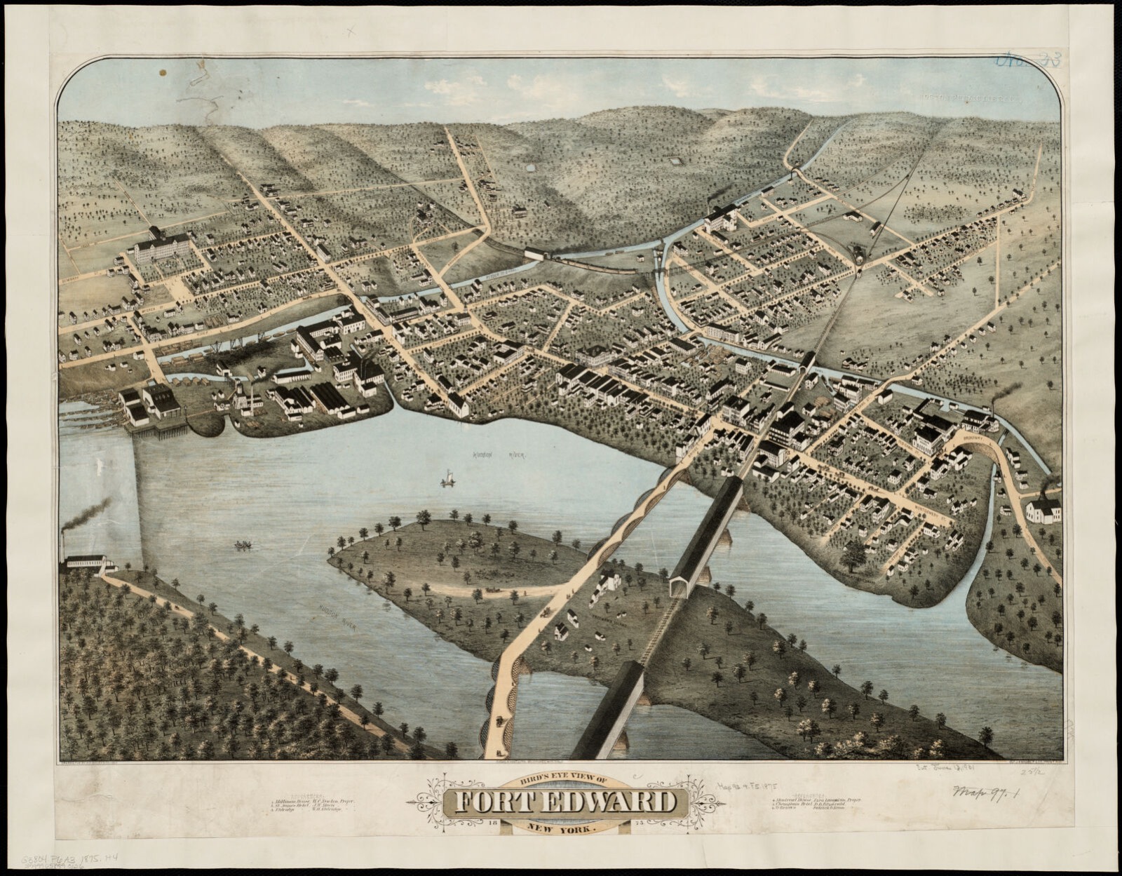 Bird's eye view of Fort Edward, New York 1875, Boston Public Library - undated