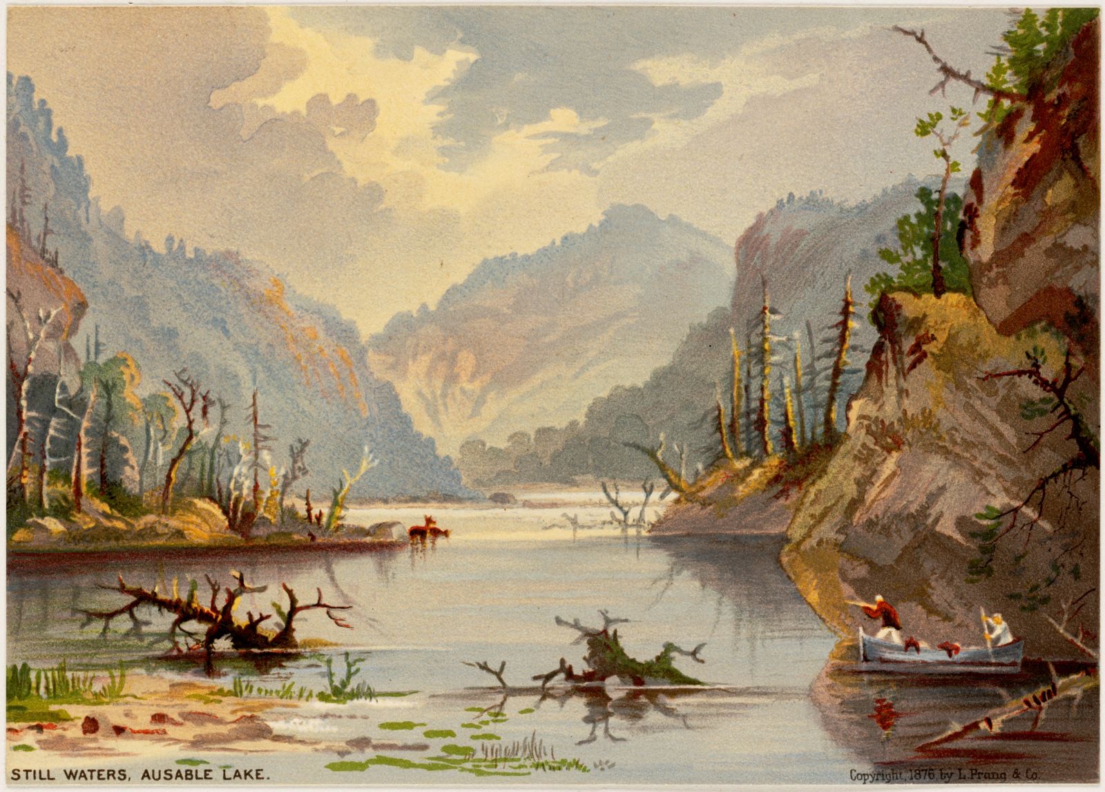 Still waters, Ausable Lake, Boston Public Library - undated