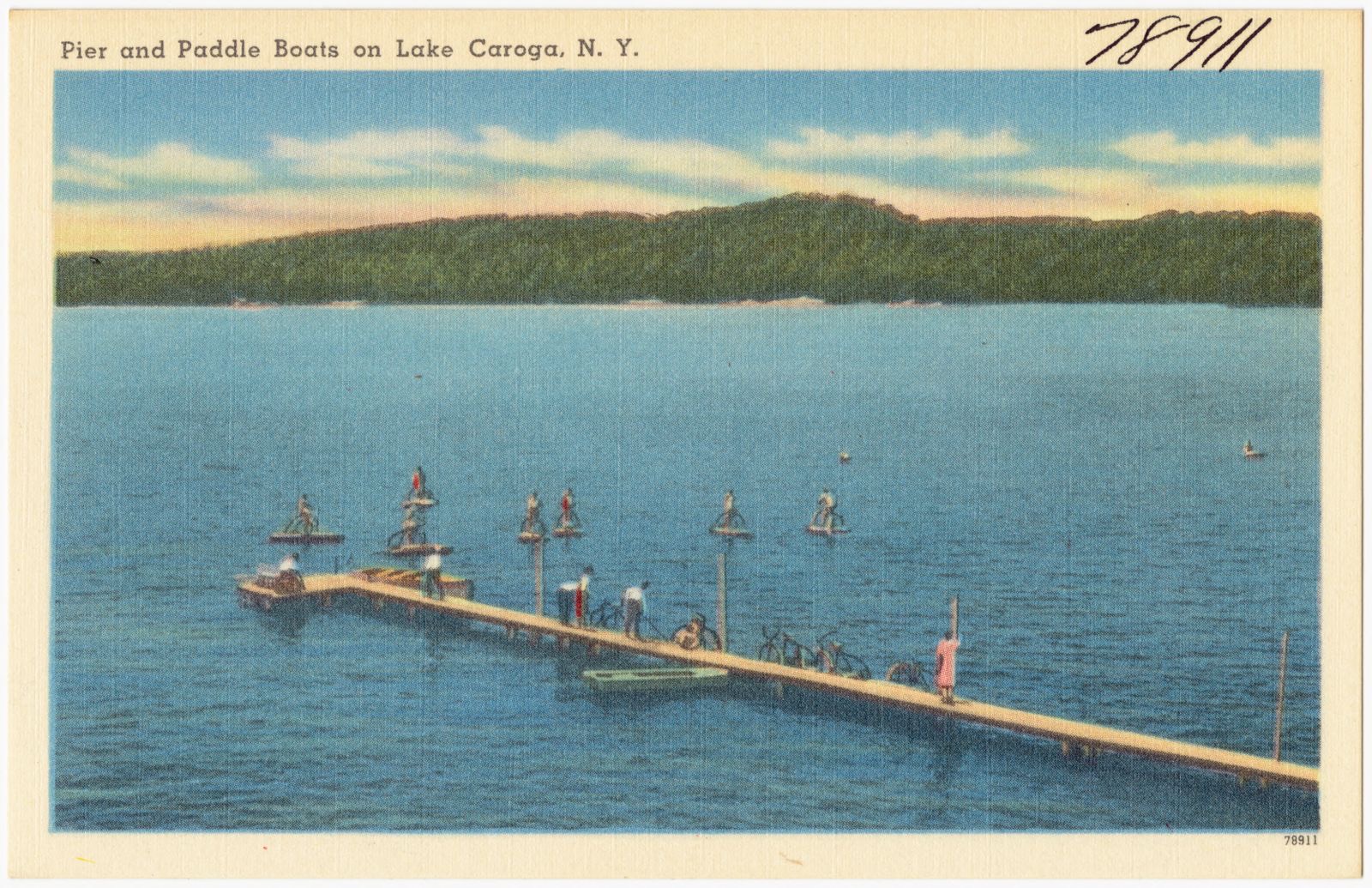 Pier and paddle boats on Lake Caroga, N. Y., Boston Public Library - undated