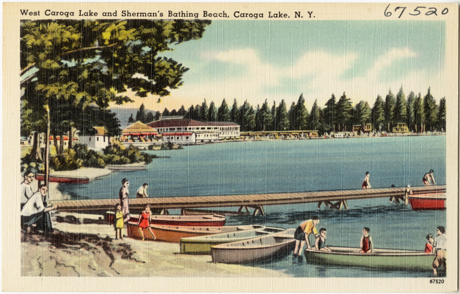 West Caroga Lake and Sherman's Bathing Beach, Caroga Lake, N. Y., Boston Public Library - undated