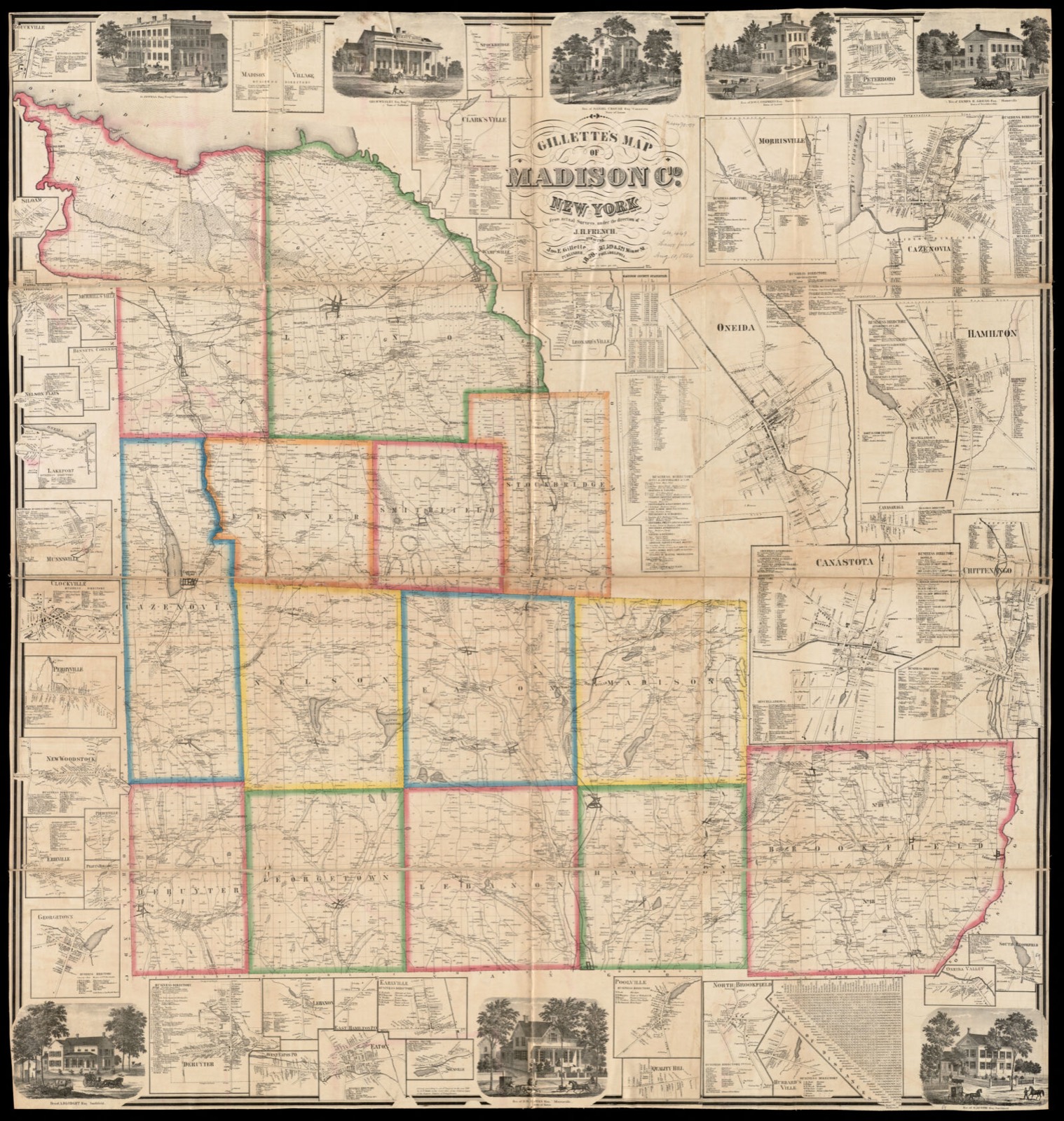 Gillette's map of Madison Co., New York from actual surveys, Boston Public Library - undated