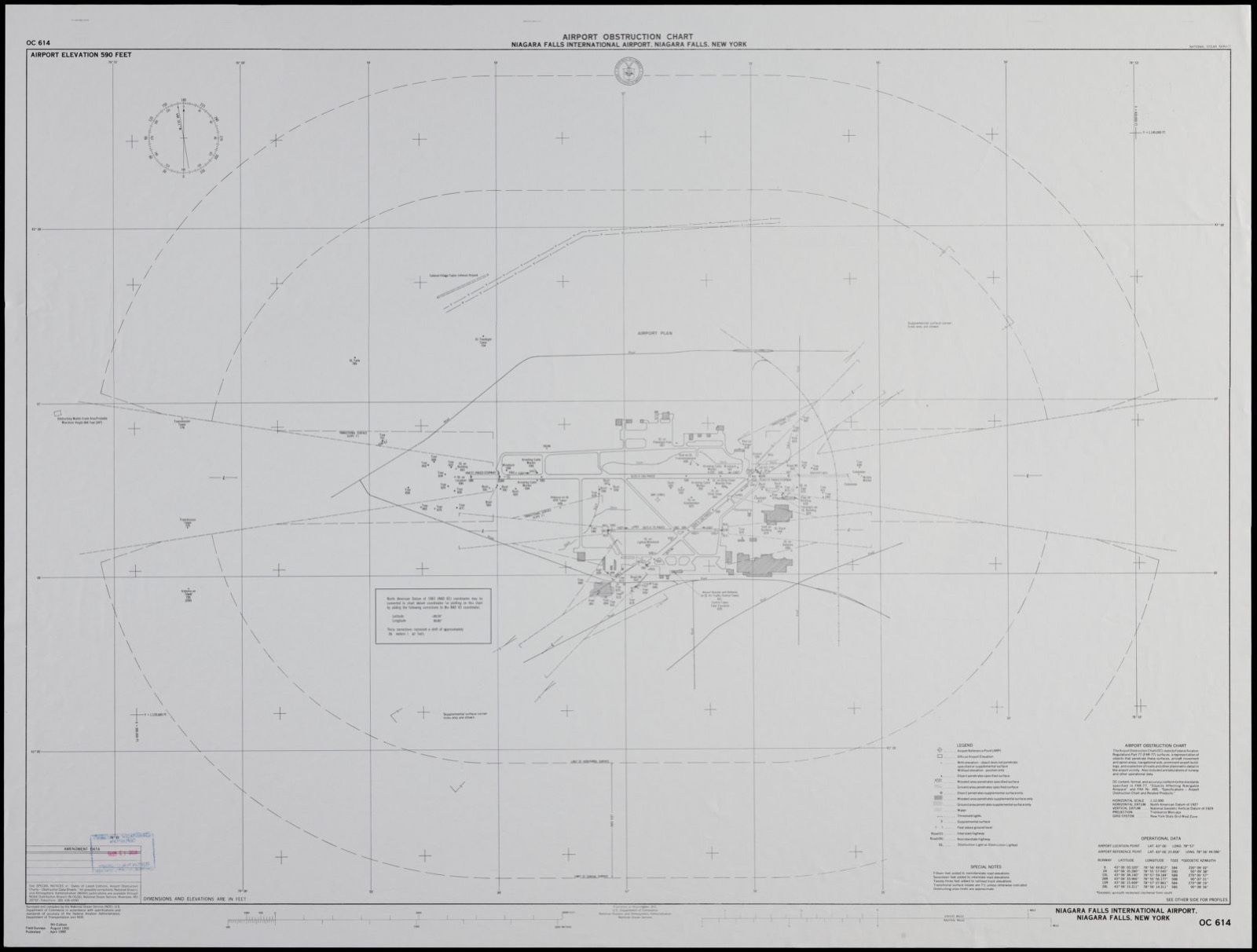 Airport obstruction chart, OC 614, Niagara Falls International Airport, Niagara Falls, New York, Boston Public Library - undated
