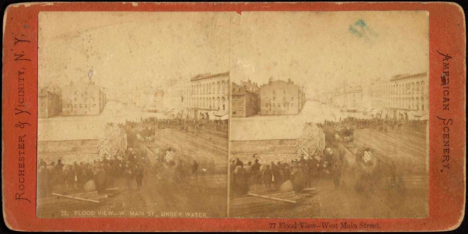 Flood view -- W. Main St., under water, Boston Public Library - undated