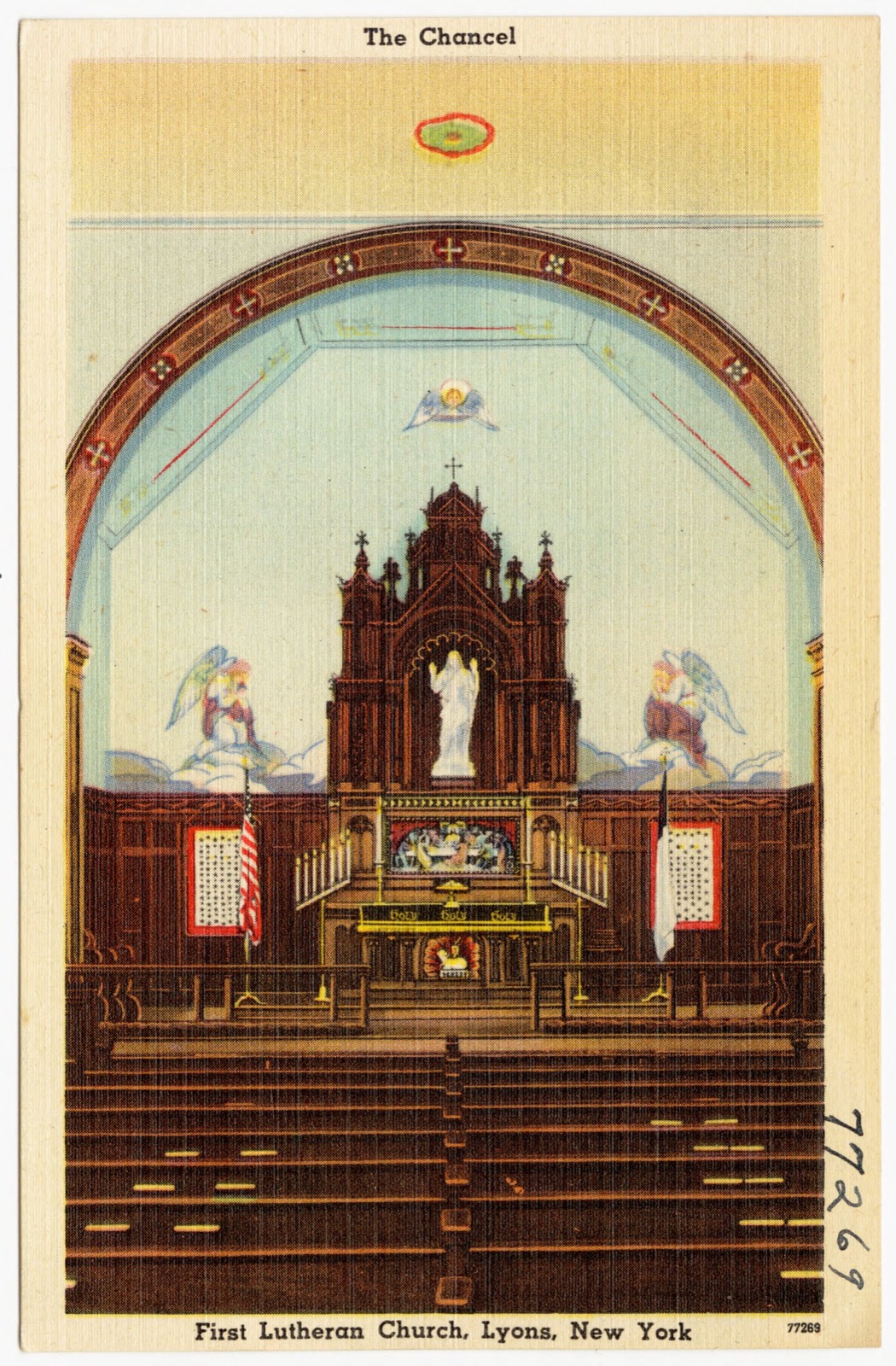 The chancel, First Lutheran Church, Lyons, New York., Boston Public Library - undated