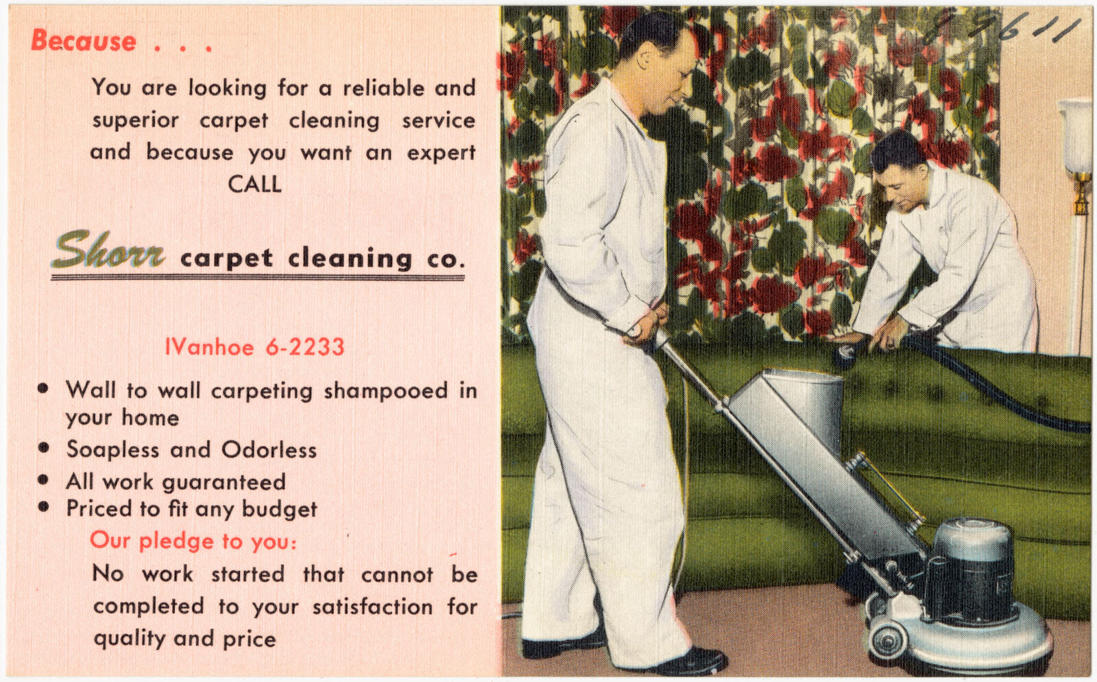 Shorr Carpet Cleaning Co., Boston Public Library - undated