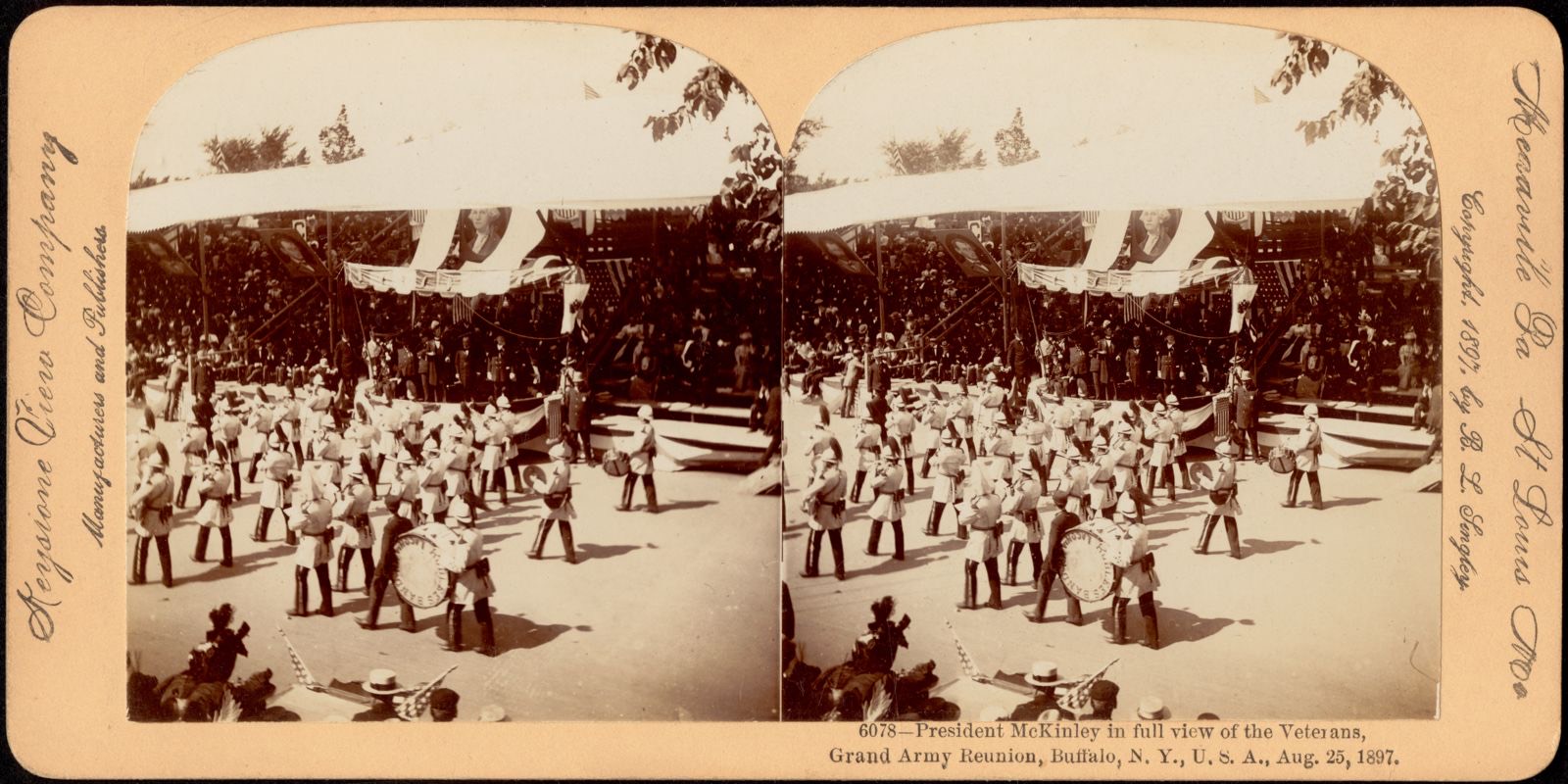 President McKinley in full view of the veterans, Grand Army Reunion, Buffalo, N.Y., U.S.A., Aug. 25, 1897, Boston Public Library - undated