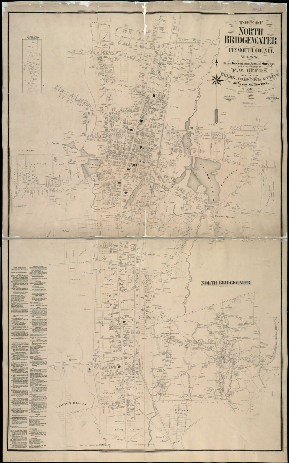 Town of North Bridgewater Plymouth County Mass from revent and actual surveys, Boston Public Library - undated