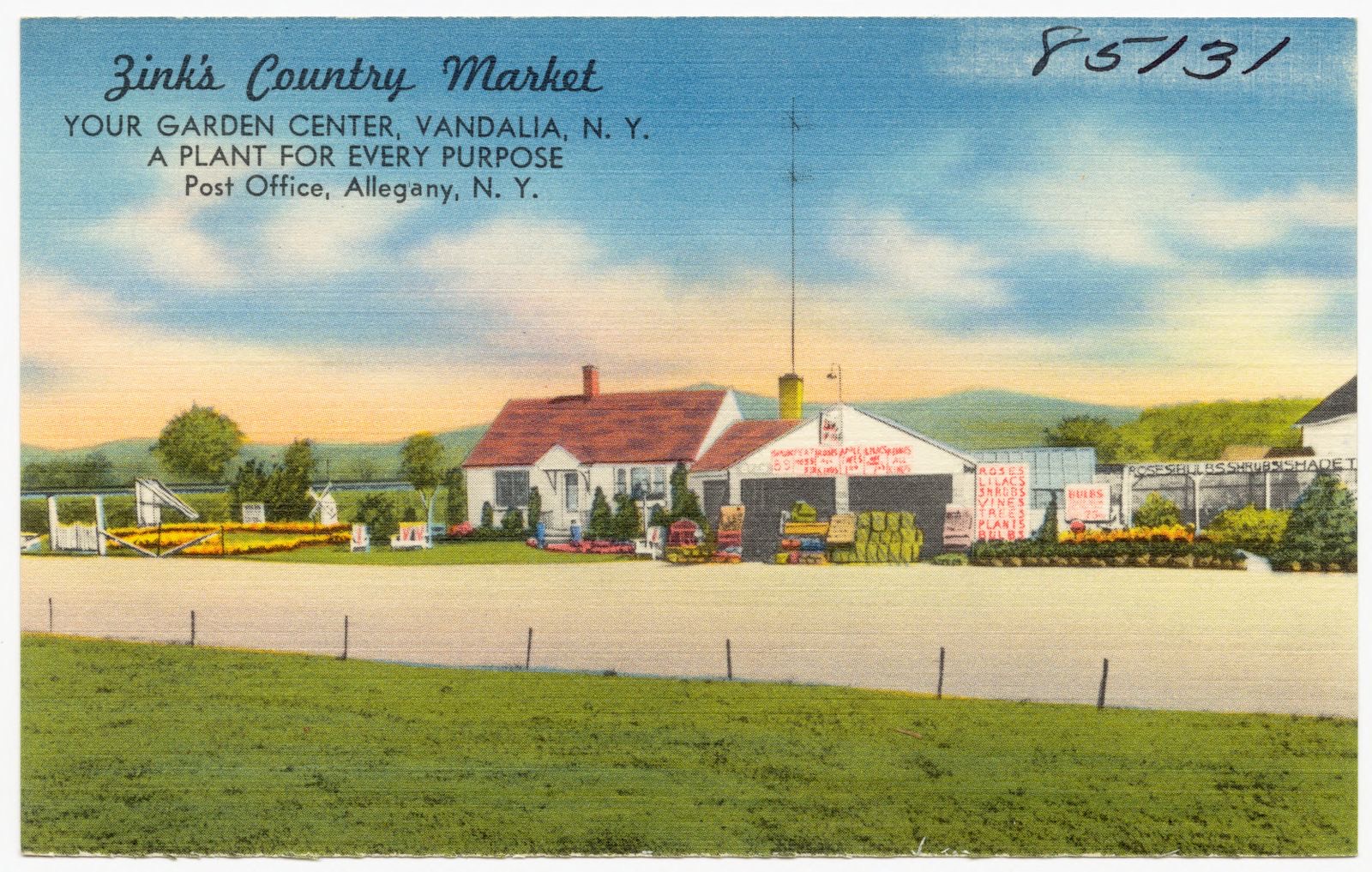 Zink's Country Market, your garden center, Vandalia N. Y., a plant for every purpose, post office, Allegany, N. Y., Boston Public Library - undated