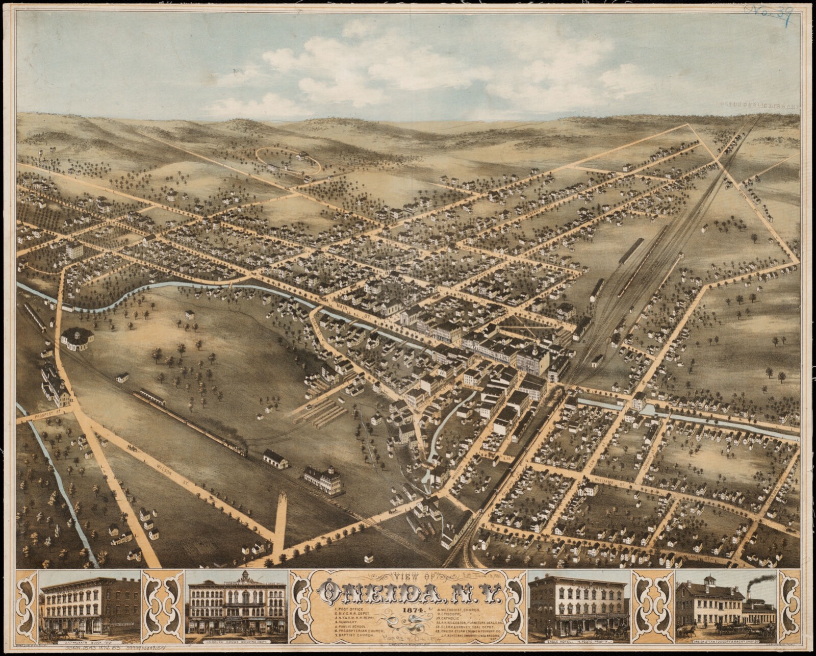 View of Oneida, N.Y 1874, Boston Public Library - undated