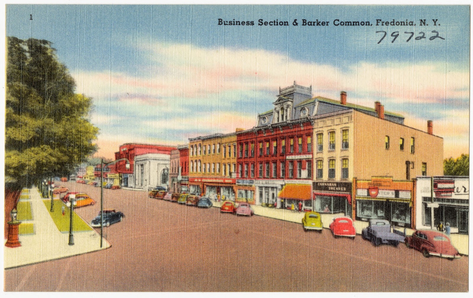 Business section & Barker Common, Fredonia, N. Y., Boston Public Library - undated