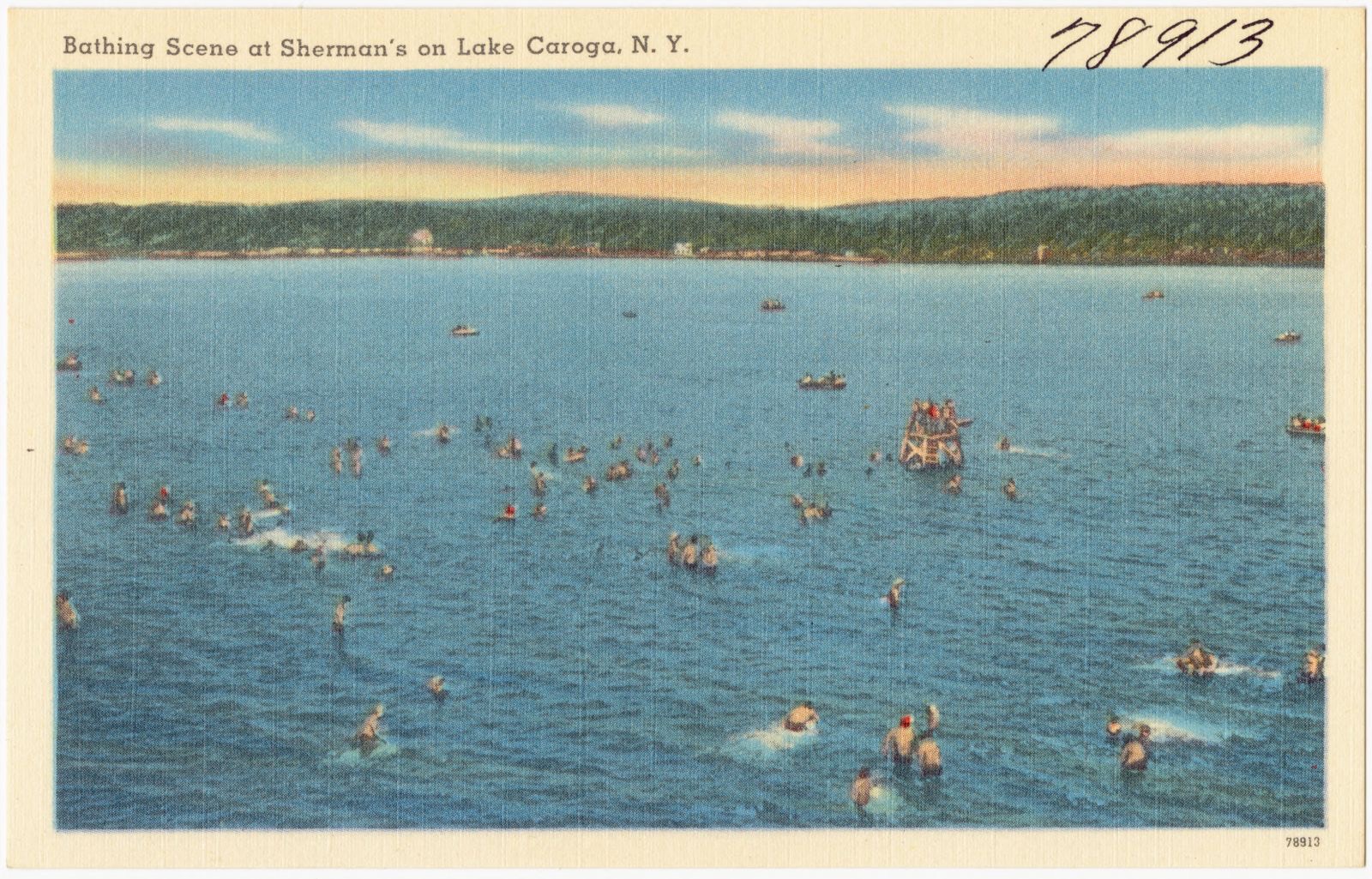 Bathing scene at Sherman's on Lake Caroga, N. Y., Boston Public Library - undated