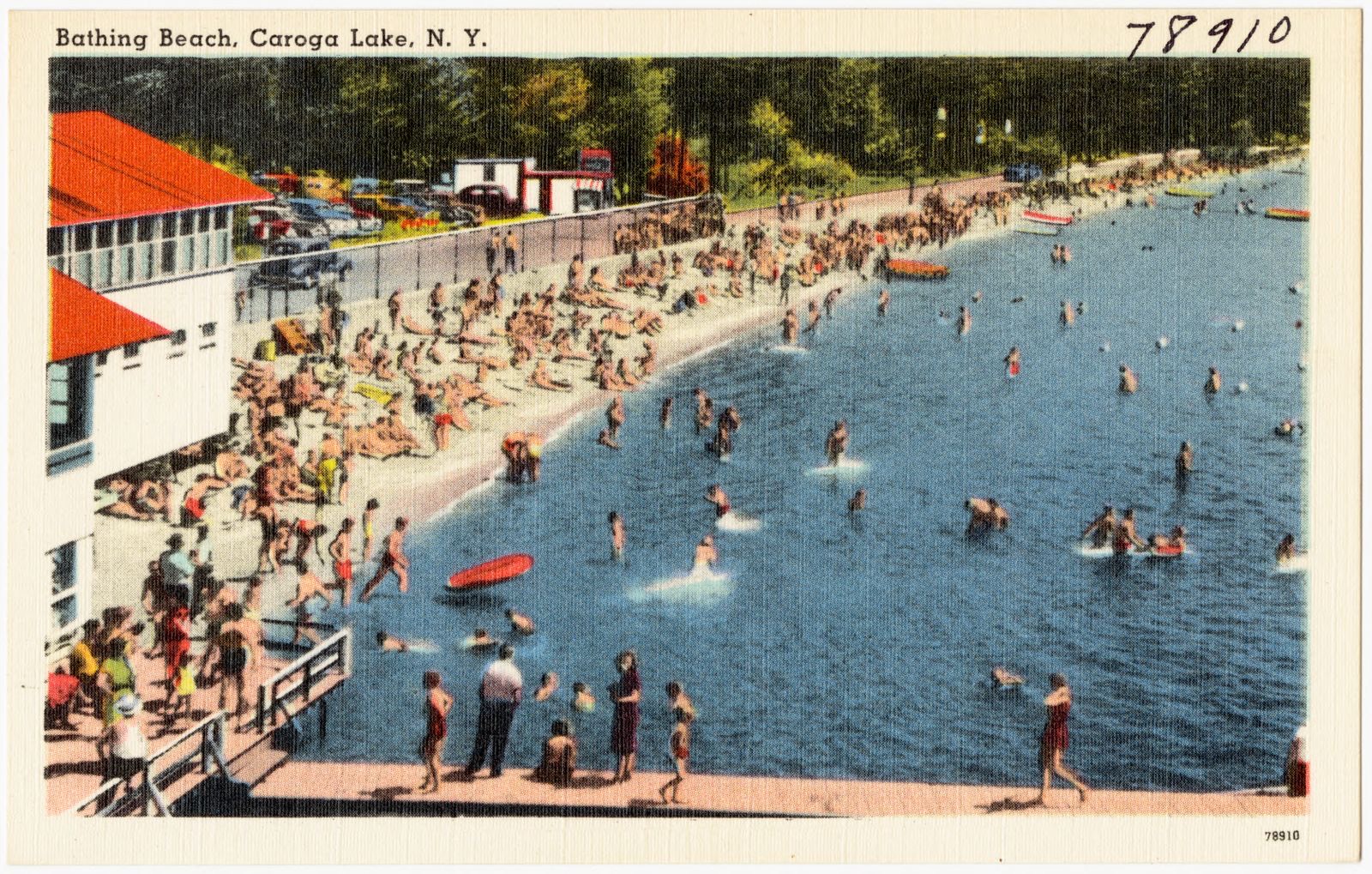 Bathing beach, Caroga Lake, N. Y., Boston Public Library - undated