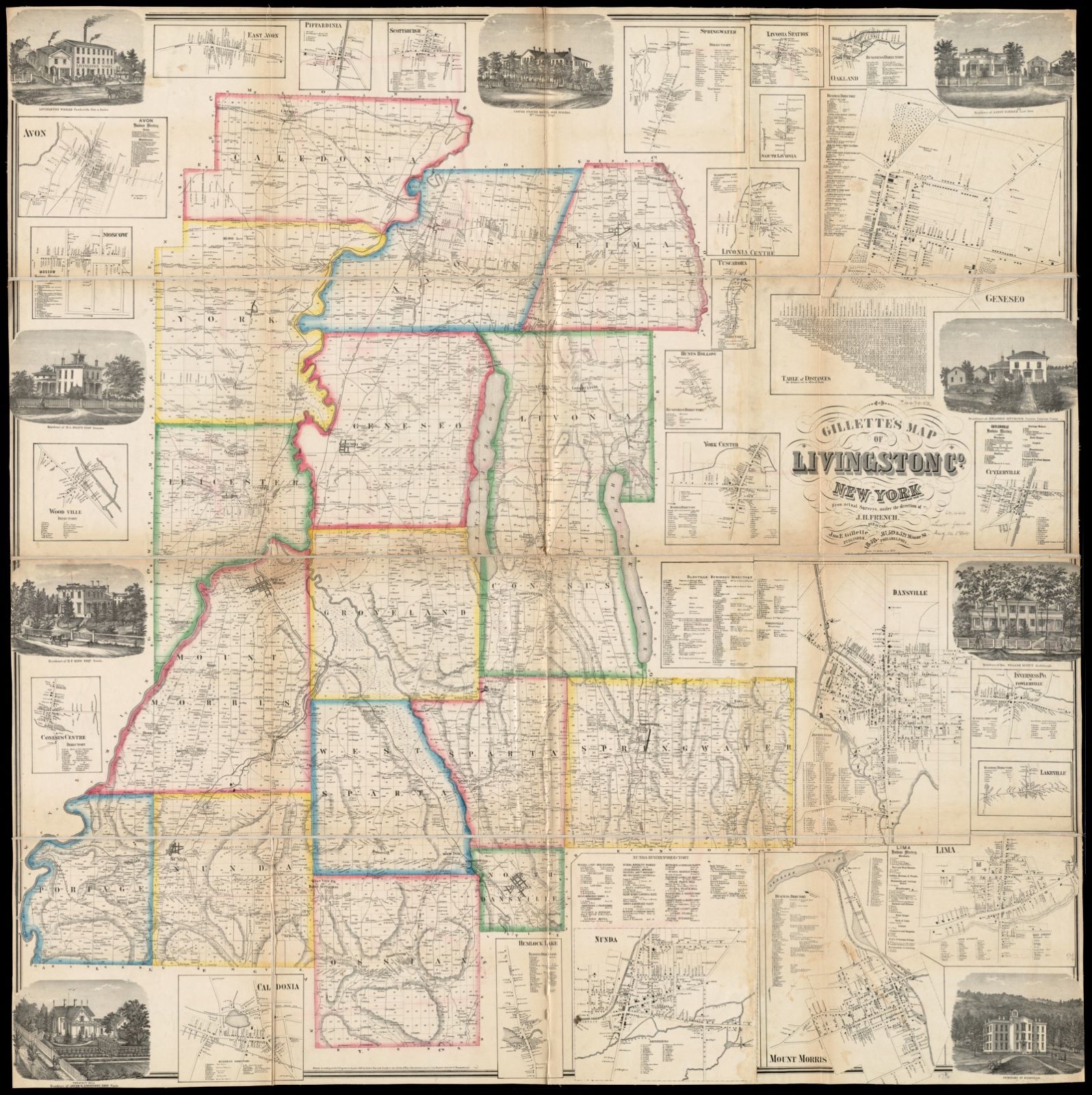 Gillette's map of Livingston Co., New York from actual surveys, Boston Public Library - undated