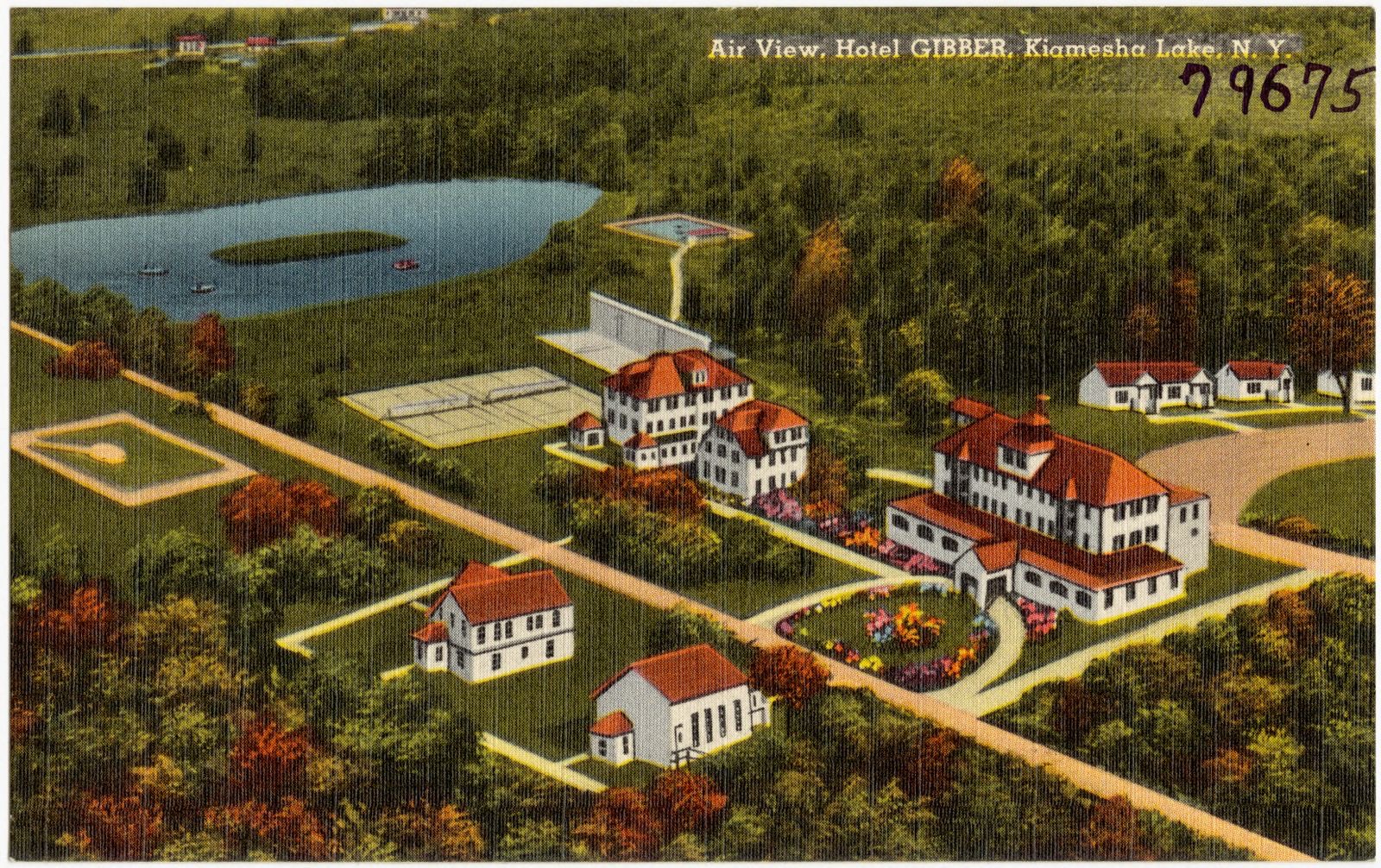 Air view, Hotel Gibber, Kiamesha Lake, N. Y., Boston Public Library - undated