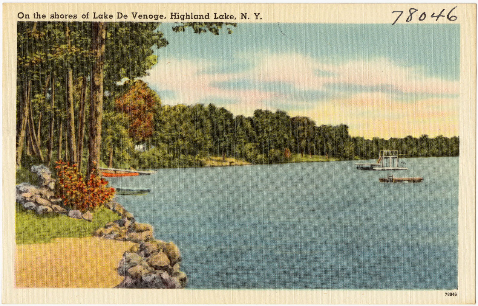 On the shores of Lake De Venoge, Highland Lake, N. Y., Boston Public Library - undated