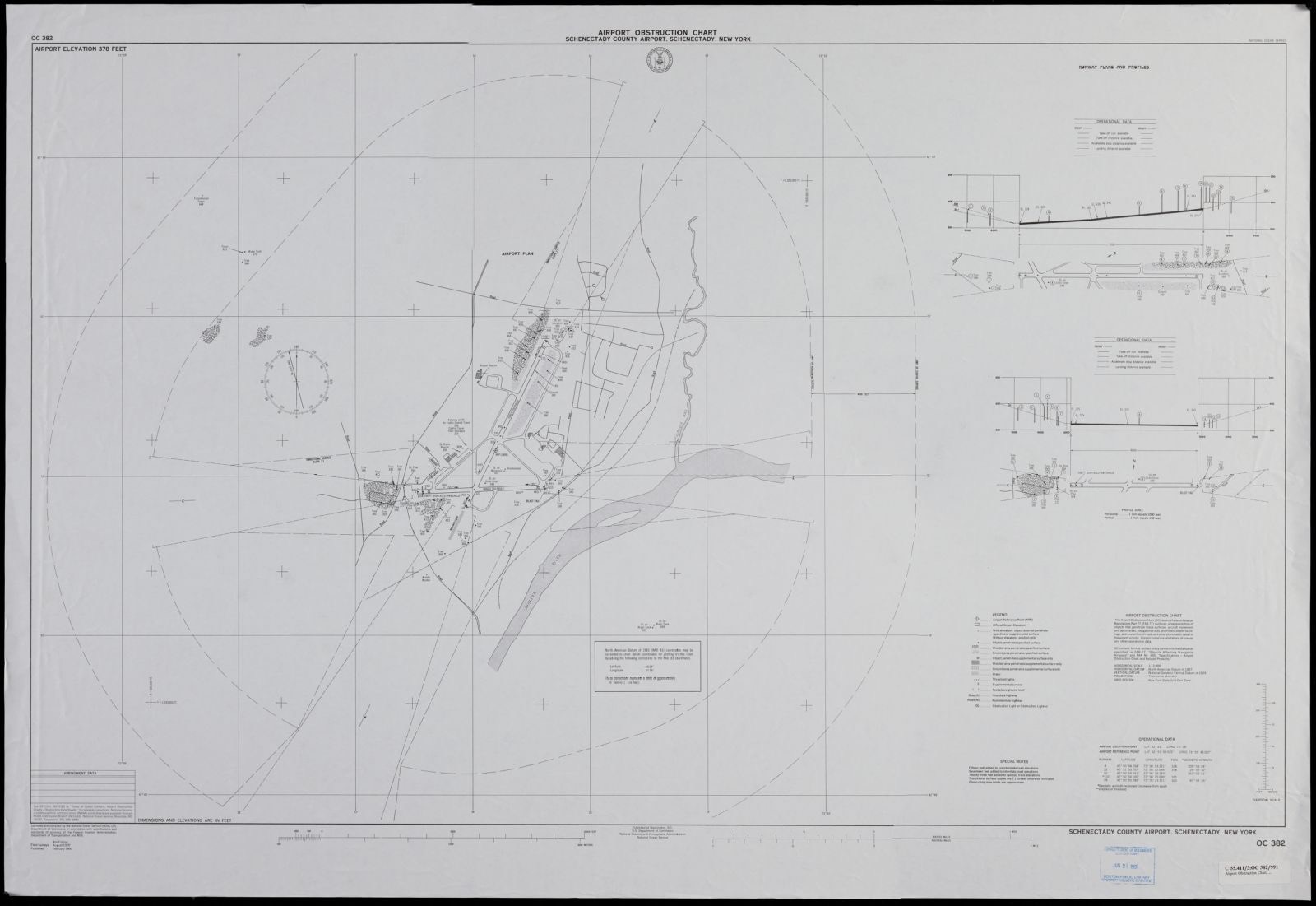 Airport obstruction chart, OC 382, Schenectady County Airport, Schenectady, New York, Boston Public Library - undated