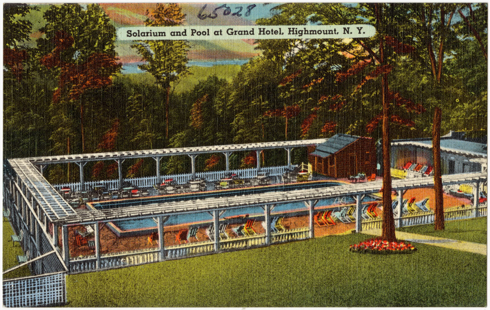 Solarium and pool at Grand Hotel, Highmount, N. Y., Boston Public Library - undated
